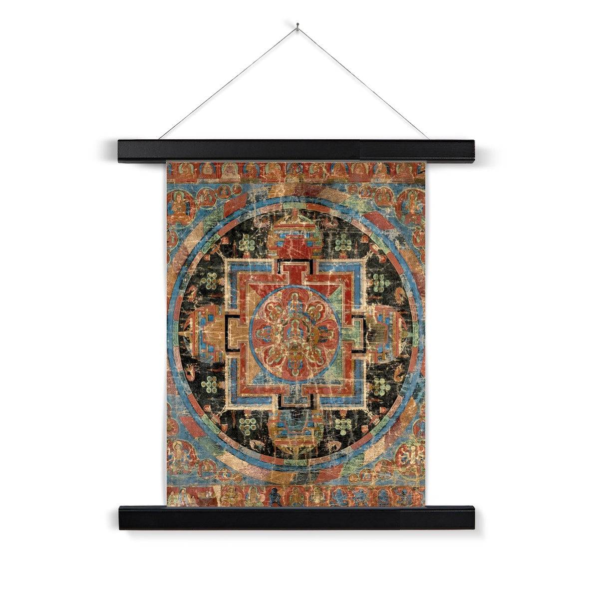 Nine Deity Tibetan Amitayus Mandala Thangka Vintage Nepal Antique Dharma Art | Buddhist Fine Art Print with Hanger