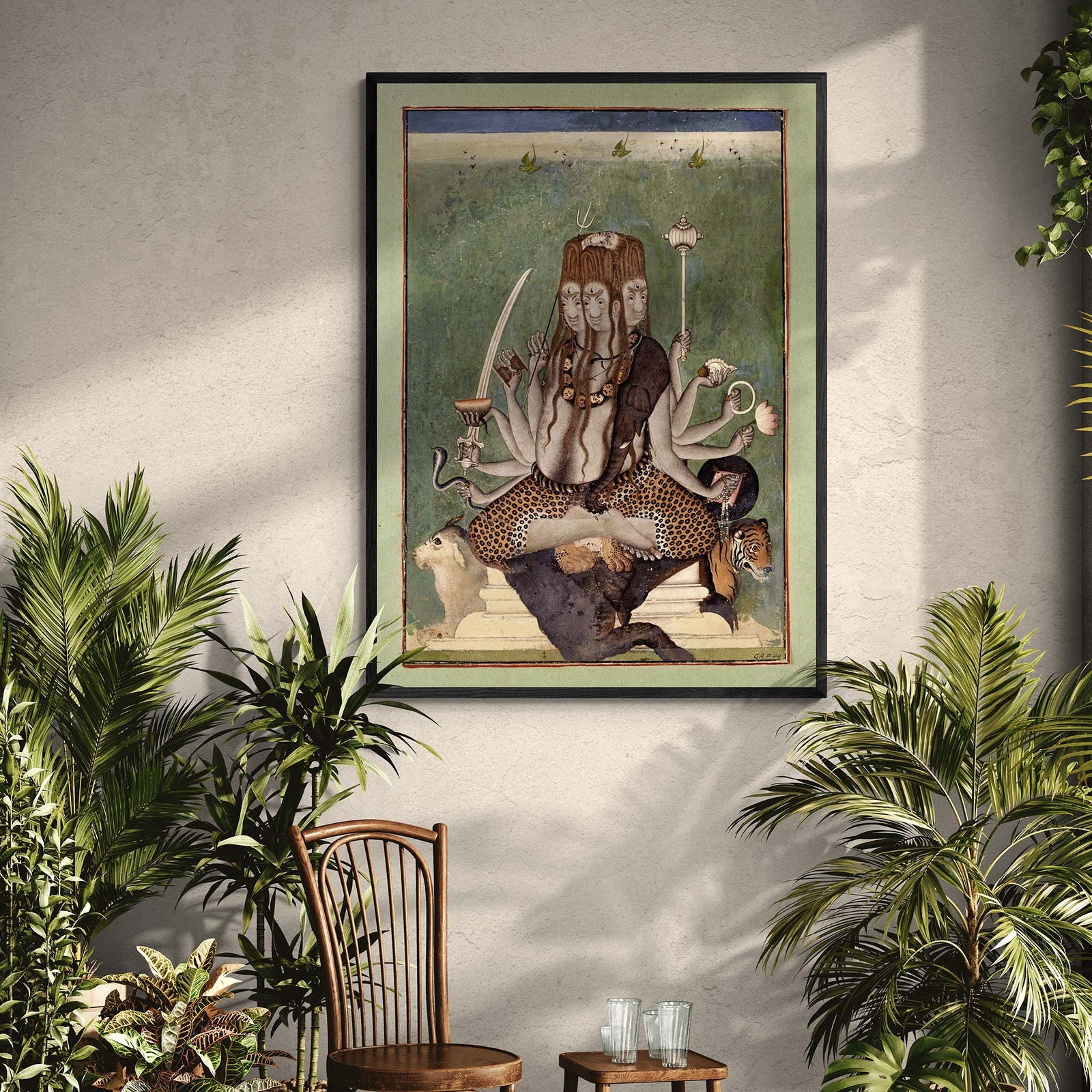 Shiva Bhairava Devotional Hindu Mythology Wall Art | Ancient Tantric Indian Deity Fine Art Print