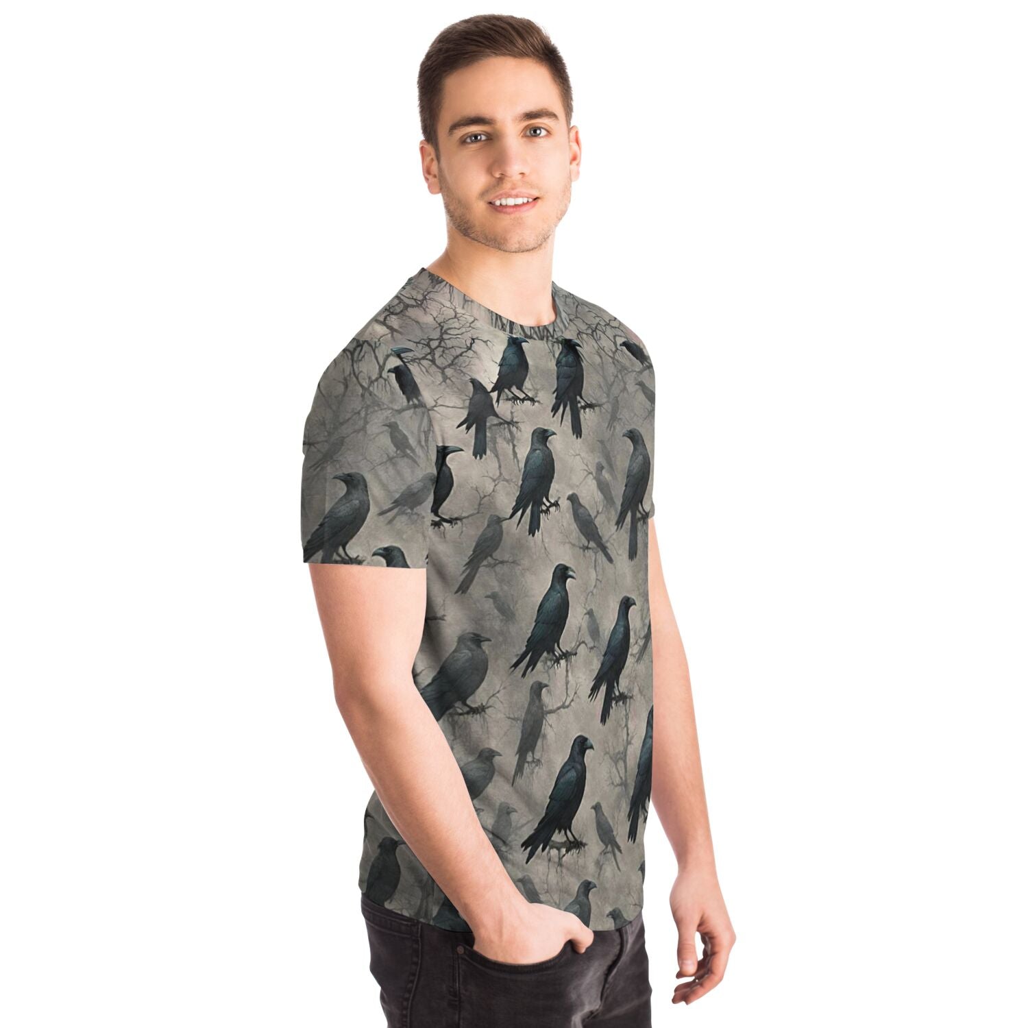 Native American Raven | Traditional Shamanic Bird Mythology | Witchy Tribal Black Crow All-Over-Print Tshirt