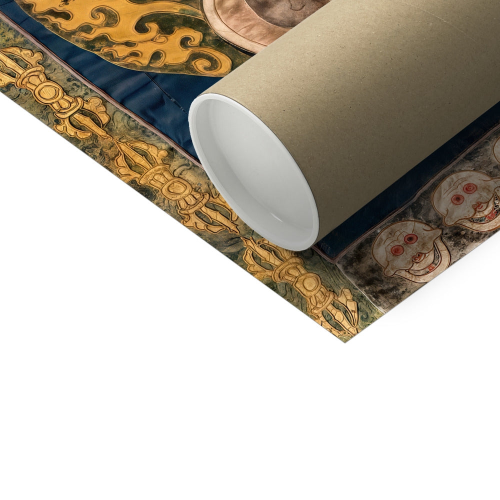 Yellow Mahakala: Wrathful Ancient Tibetan Deity | Devotional Temple Wall Art | Altar Room Meditation Fine Art Print