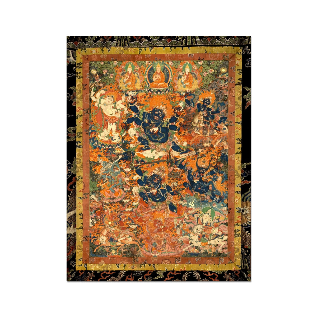 Mahakala and Dharma Guardians | Tibetan Buddhist Mandala Thangka | Vintage Fine Art Print
