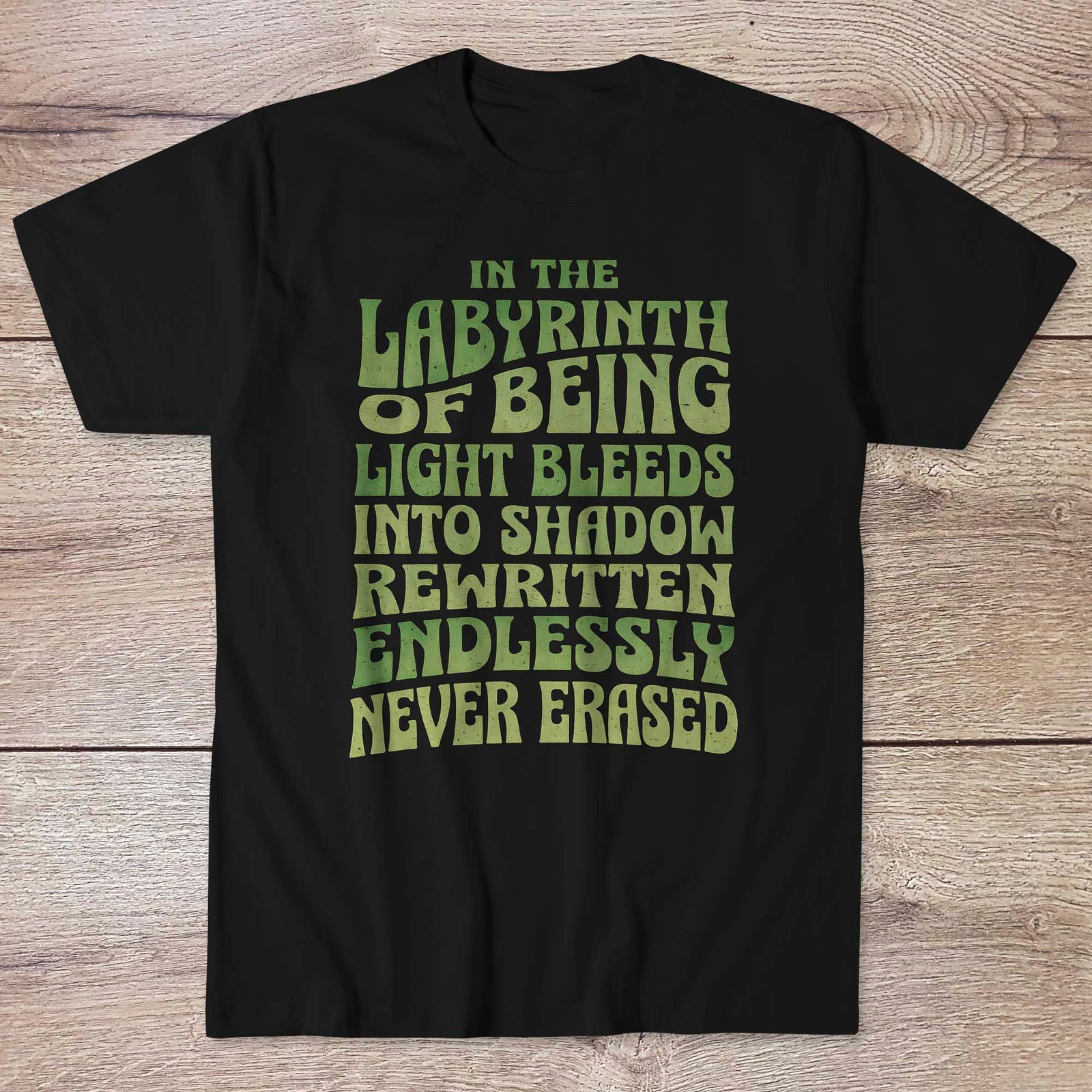 Labyrinth of Being Carl Jung Word Art Quote | 60s Style Trippy Psychedelic Typography Calligraphy T-Shirt