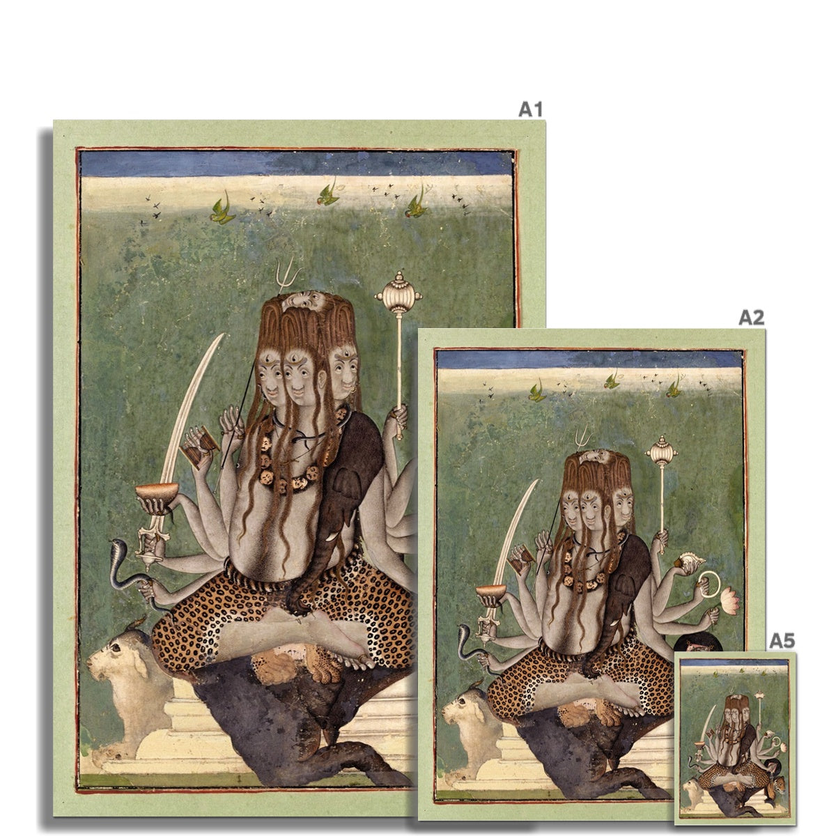 Shiva Bhairava Devotional Hindu Mythology Wall Art | Ancient Tantric Indian Deity Fine Art Print