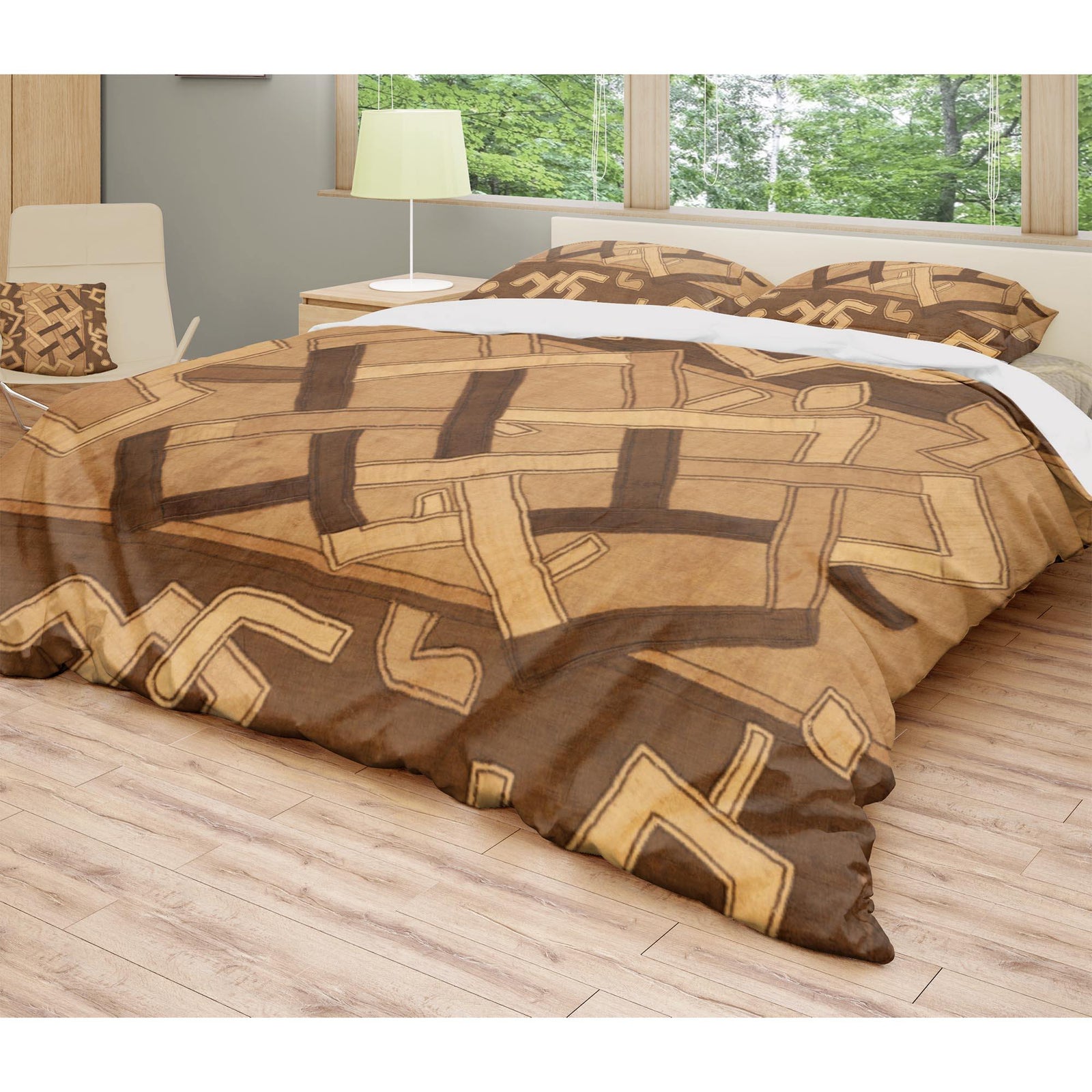 African Bedding Print Comforter Set | African Kuba-Cloth Mudcloth Traditional Afrocentric Comforter Set