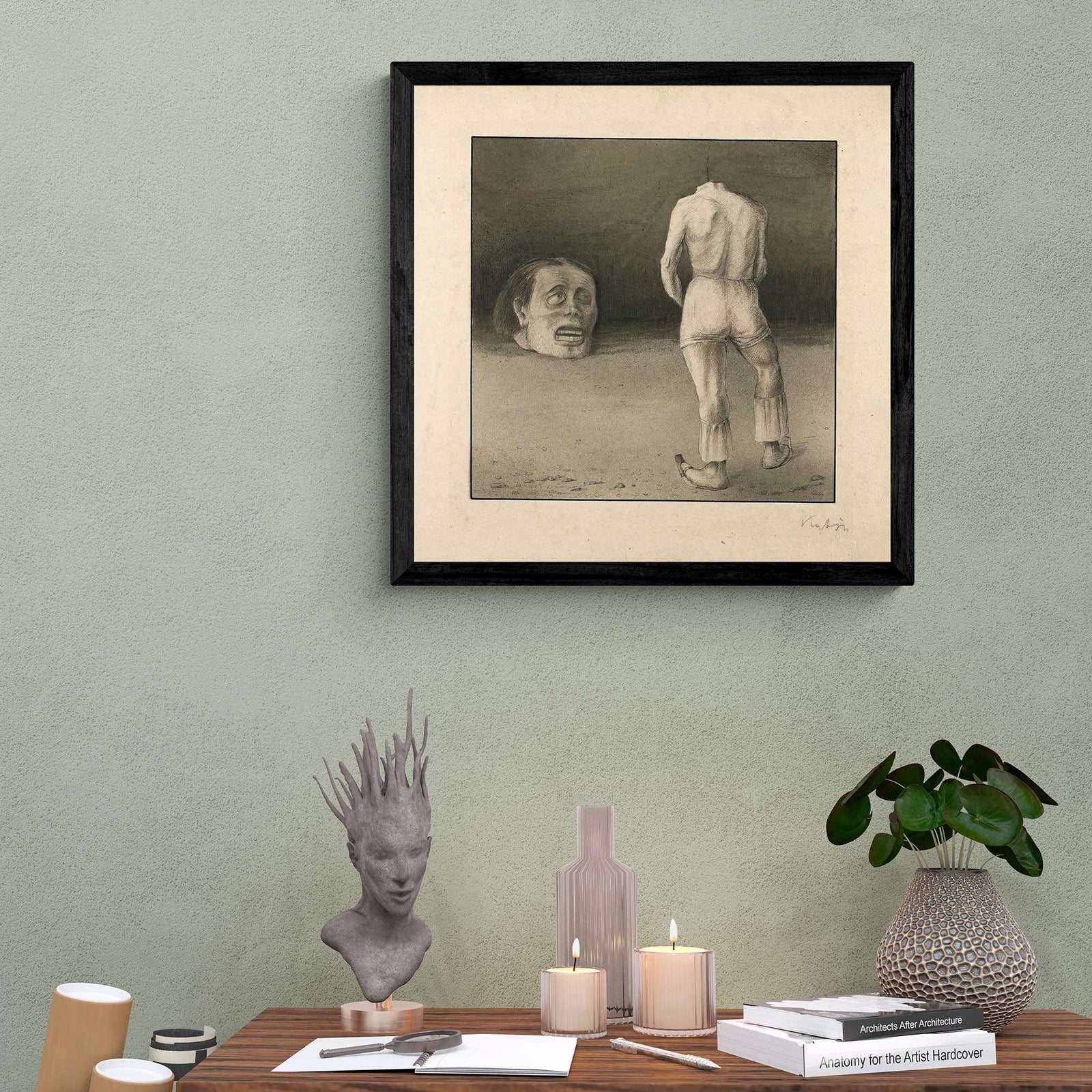 Alfred Kubin: Self Reflection, Mysterious Symbolist Art | Surreal Gothic Expressionist Fantasy Art | Strange Macabre Vintage Giclée Fine Art Print