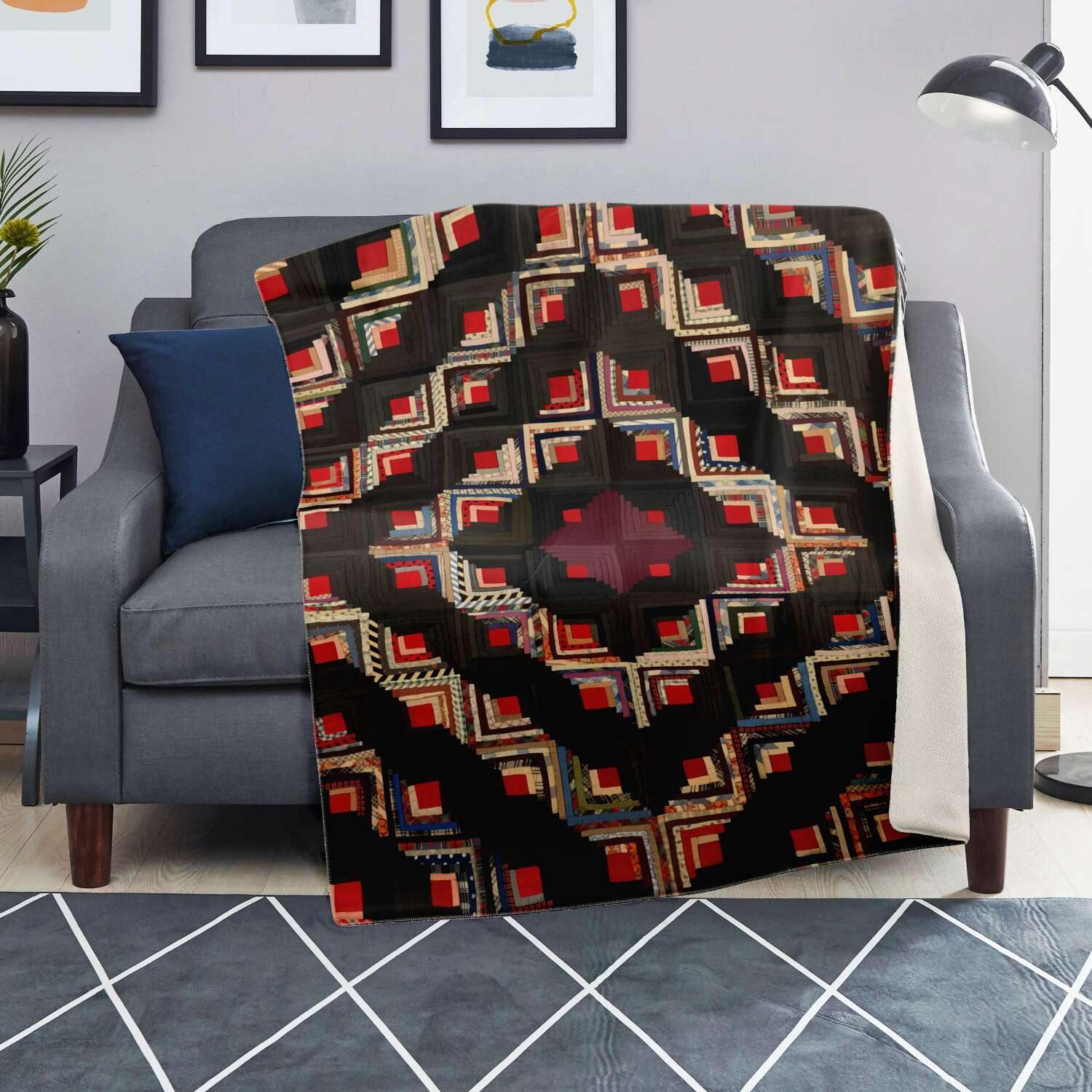 American Log-Cabin Quilt Design (19TH CENTURY) | Microfleece Blanket