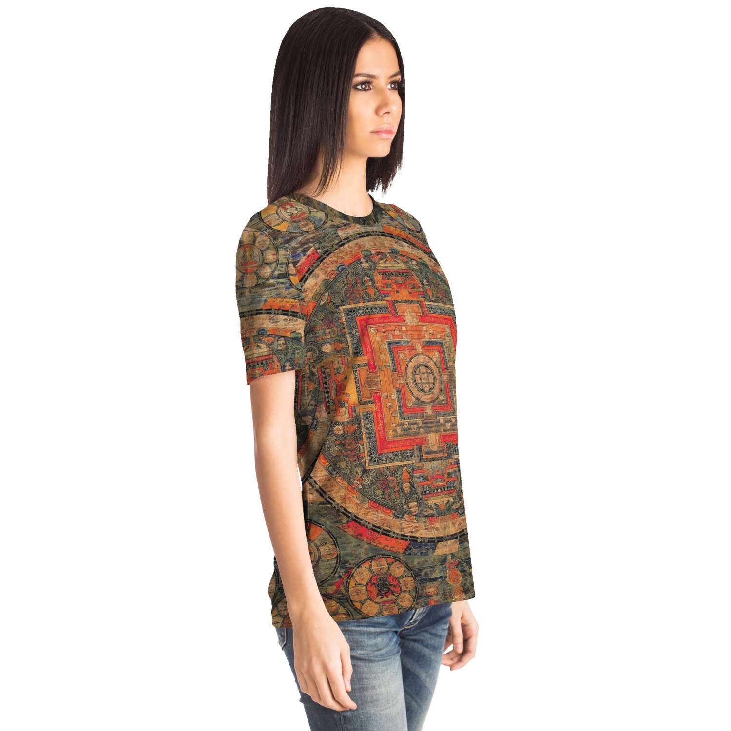 Ancient Tibetan Healing Mandala Thangka Yantra Sacred Geometry Meditation Trippy T-Shirt Tee