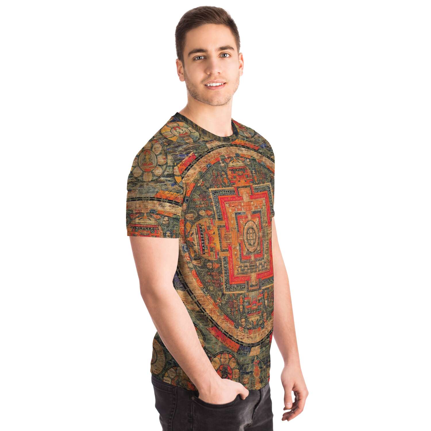 Ancient Tibetan Healing Mandala Thangka Yantra Sacred Geometry Meditation Trippy T-Shirt Tee