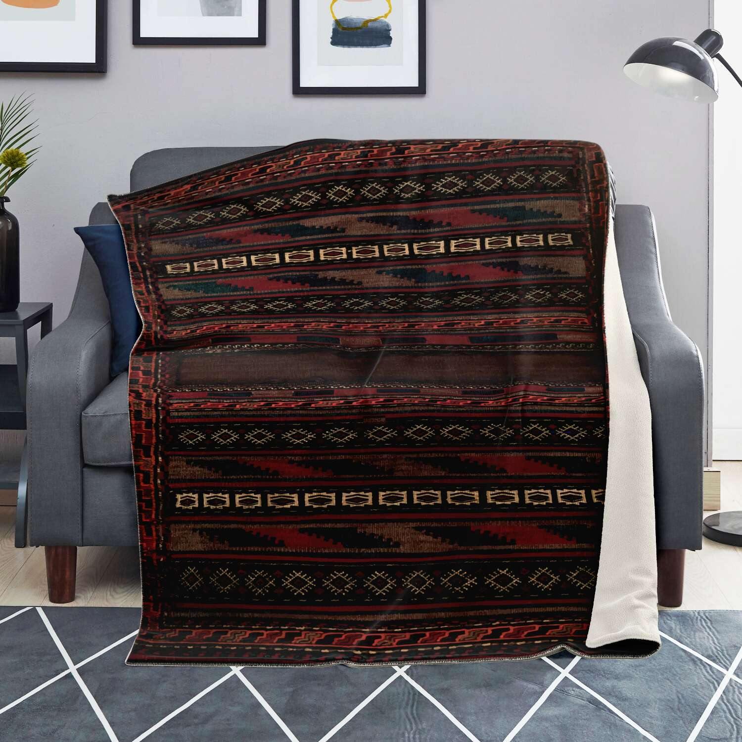 ANTIQUE AFGHAN CAMEL BAG DESIGN | Microfleece Blanket