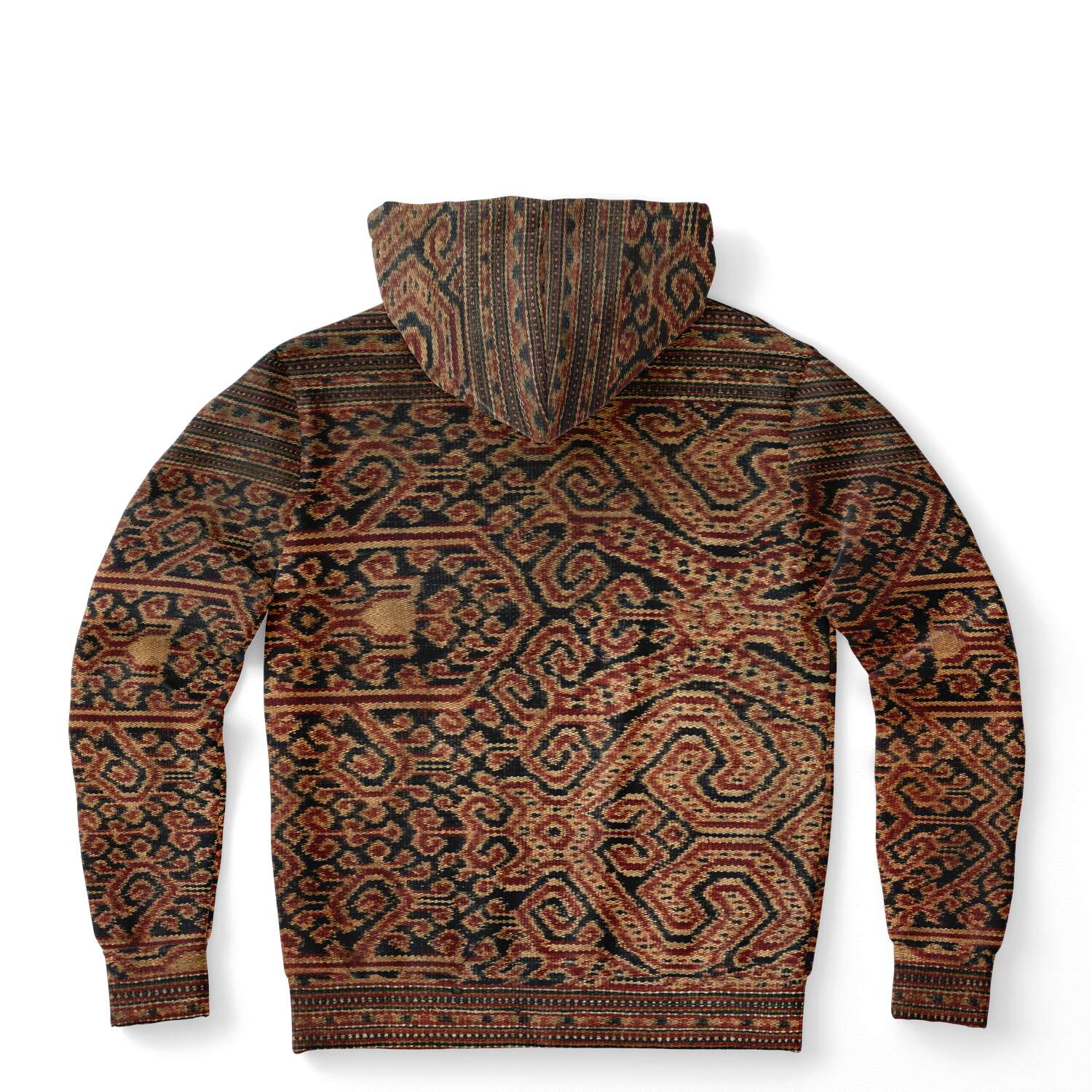 Antique Ikat-Inspired Ethnic Boho Bohemian Hippy Batik Thai Laos Indonesian Asian Textile Design Tribal Pullover Hoodie