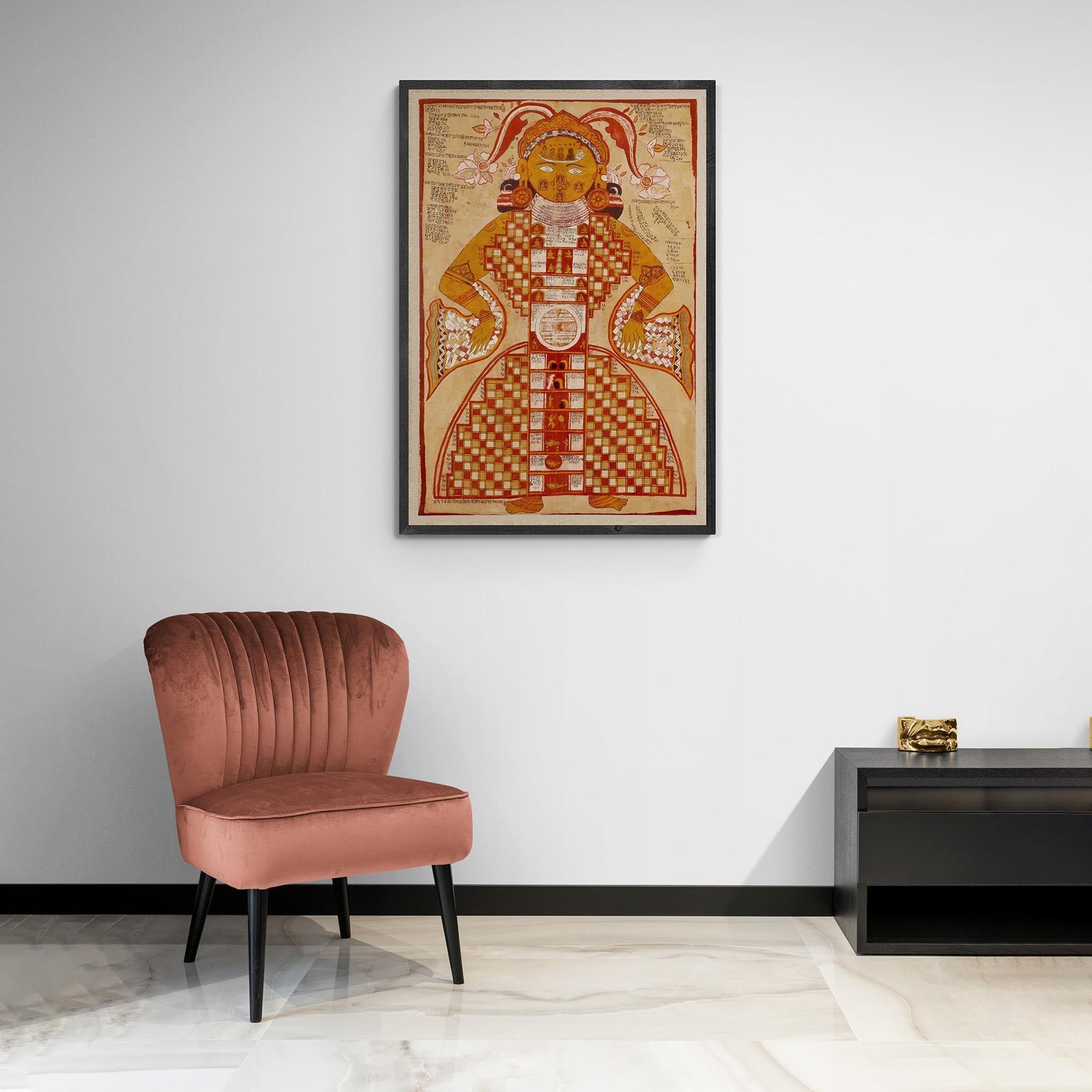 Antique Jain Purushkara Yantra, Mandala, Mystic Mantra, Sacred Geometry Gift | Transcendental Cosmic Deity Holy Diagram Fine Art Print