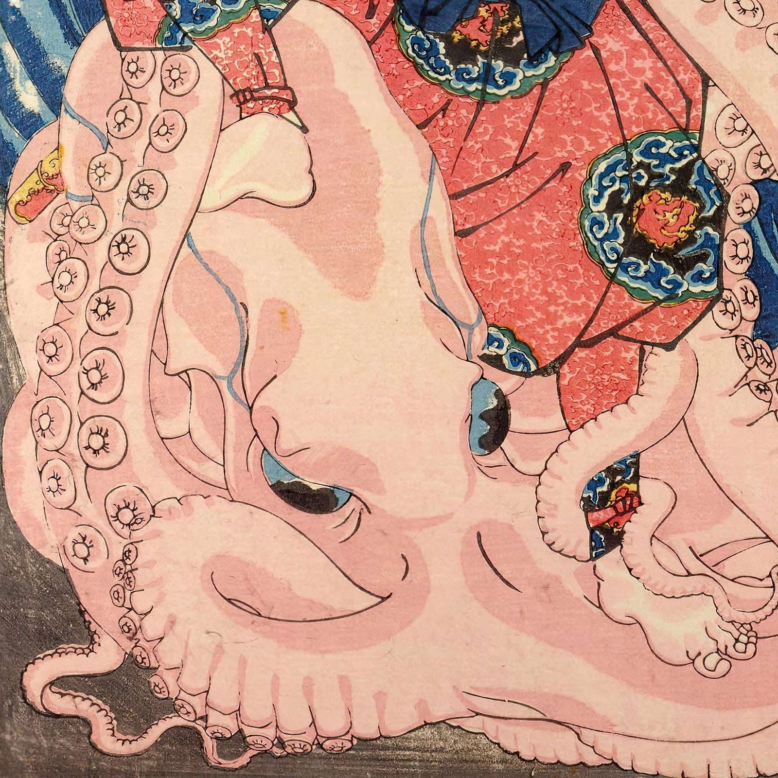 Ario-Maru Fighting a Giant Octopus with a Sword on the Seashore | Utagawa Kuniyoshi Japanese Vintage Woodblock Ukiyo-e Samurai T-Shirt Tee