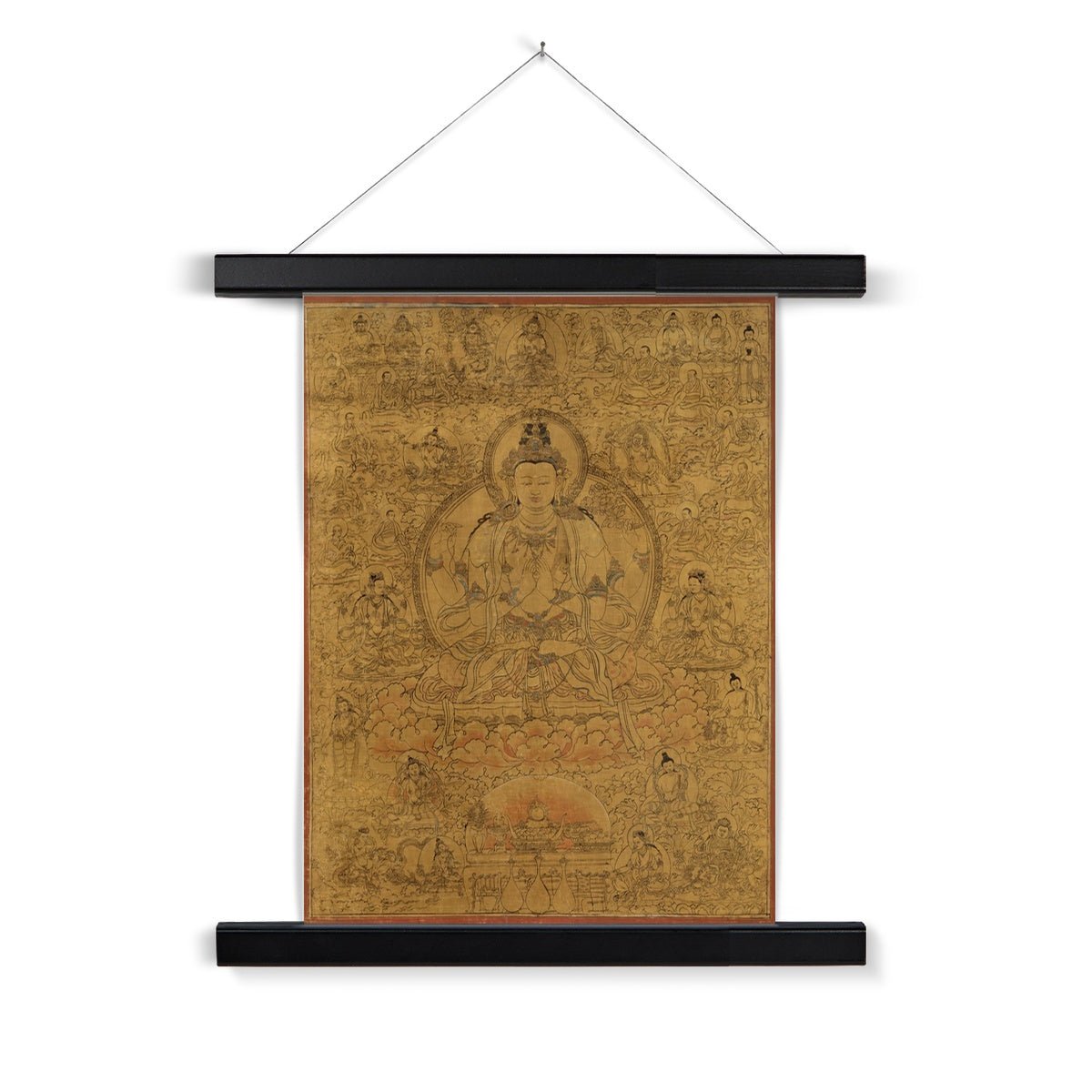 Avalokiteshvara, Tibetan Buddhist Compassion Deity | Guan Yin, Kuan Yin Om, Dalai Lama, Yoga Meditation Fine Art Print with Hanger