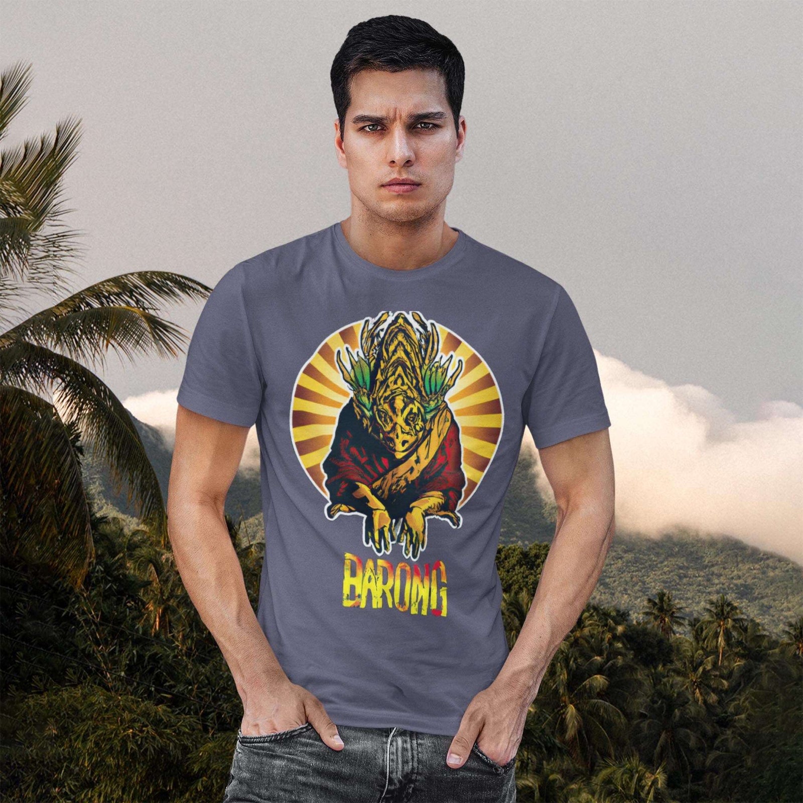 Barong Bali Indonesian Mythology | Sacred Ritual Dance Deity Protector | Trippy 420 Gift | Graphic Art Cotton T-Shirt