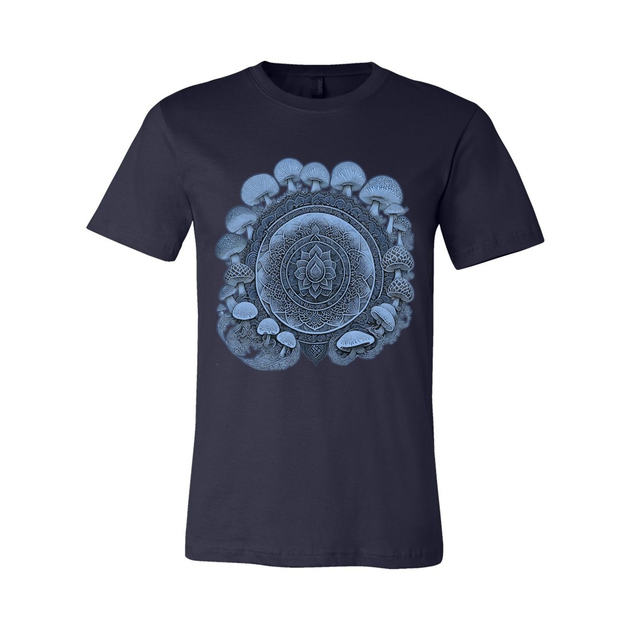 Blue Magic Mushroom Mandala, Psilocybin Shirt, Sacred Geometry Gift, Shrooms Yantra Graphic Art T-Shirt