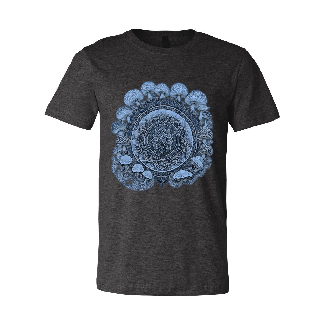 Blue Magic Mushroom Mandala, Psilocybin Shirt, Sacred Geometry Gift, Shrooms Yantra Graphic Art T-Shirt