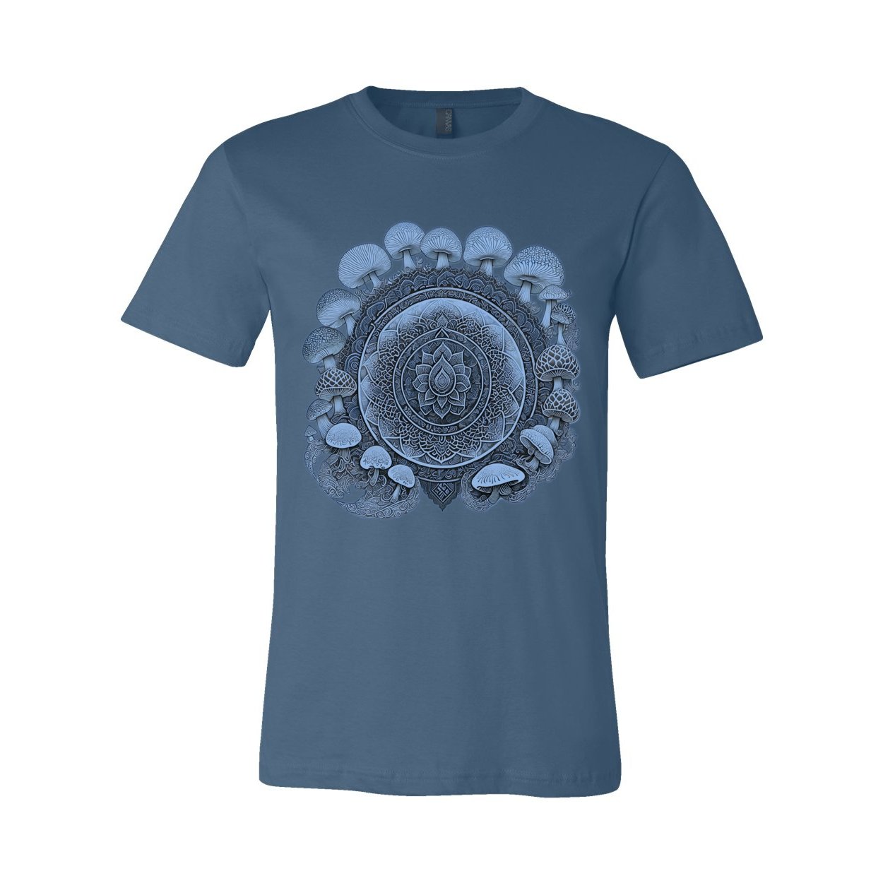 Blue Magic Mushroom Mandala, Psilocybin Shirt, Sacred Geometry Gift, Shrooms Yantra Graphic Art T-Shirt