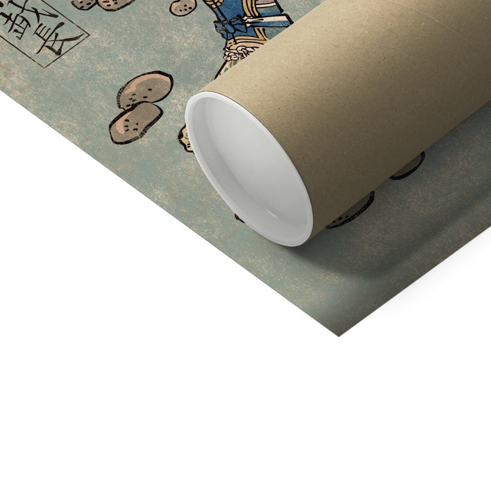 Blue Samurai Ukiyo-e Edo Japan | Utagawa Yoshifuji Ronin, Japanese Warrior| Vintage Fine Art Print