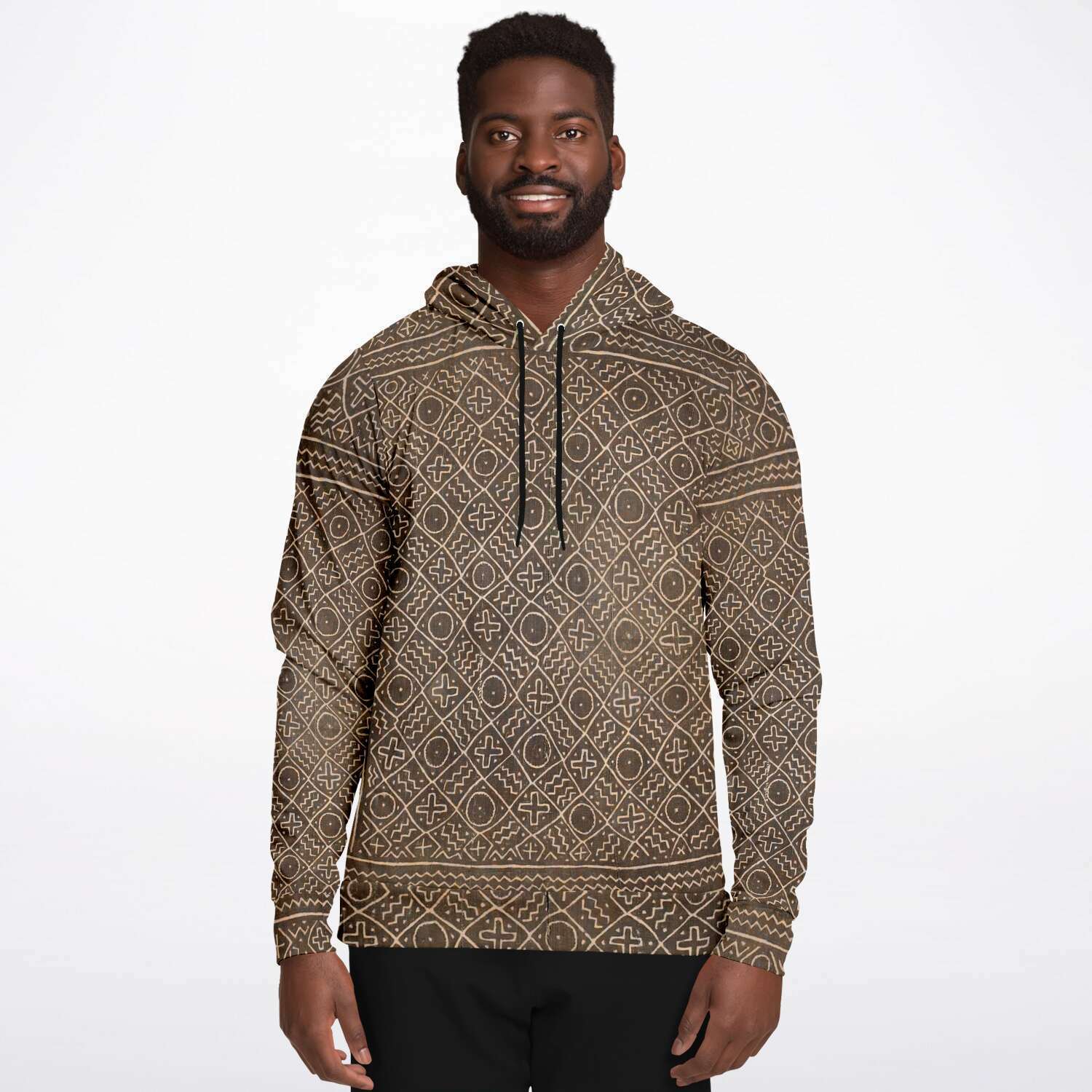 Bogolfinini African Hoodie | Bogolan Mali MudCloth Afrocentric Vintage Kuba Boho Hippie Ethnic Pullover Hoodie