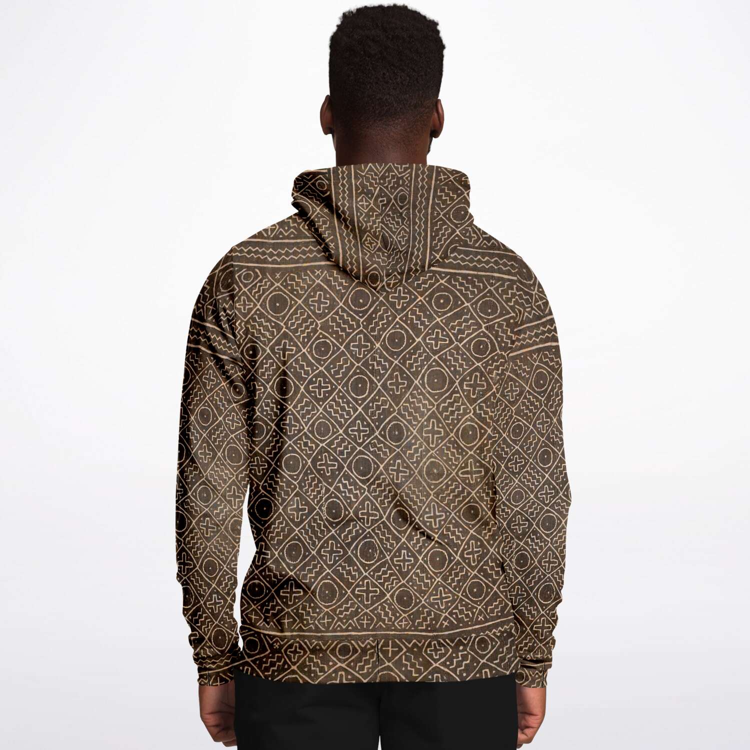 Bogolfinini African Hoodie | Bogolan Mali MudCloth Afrocentric Vintage Kuba Boho Hippie Ethnic Pullover Hoodie
