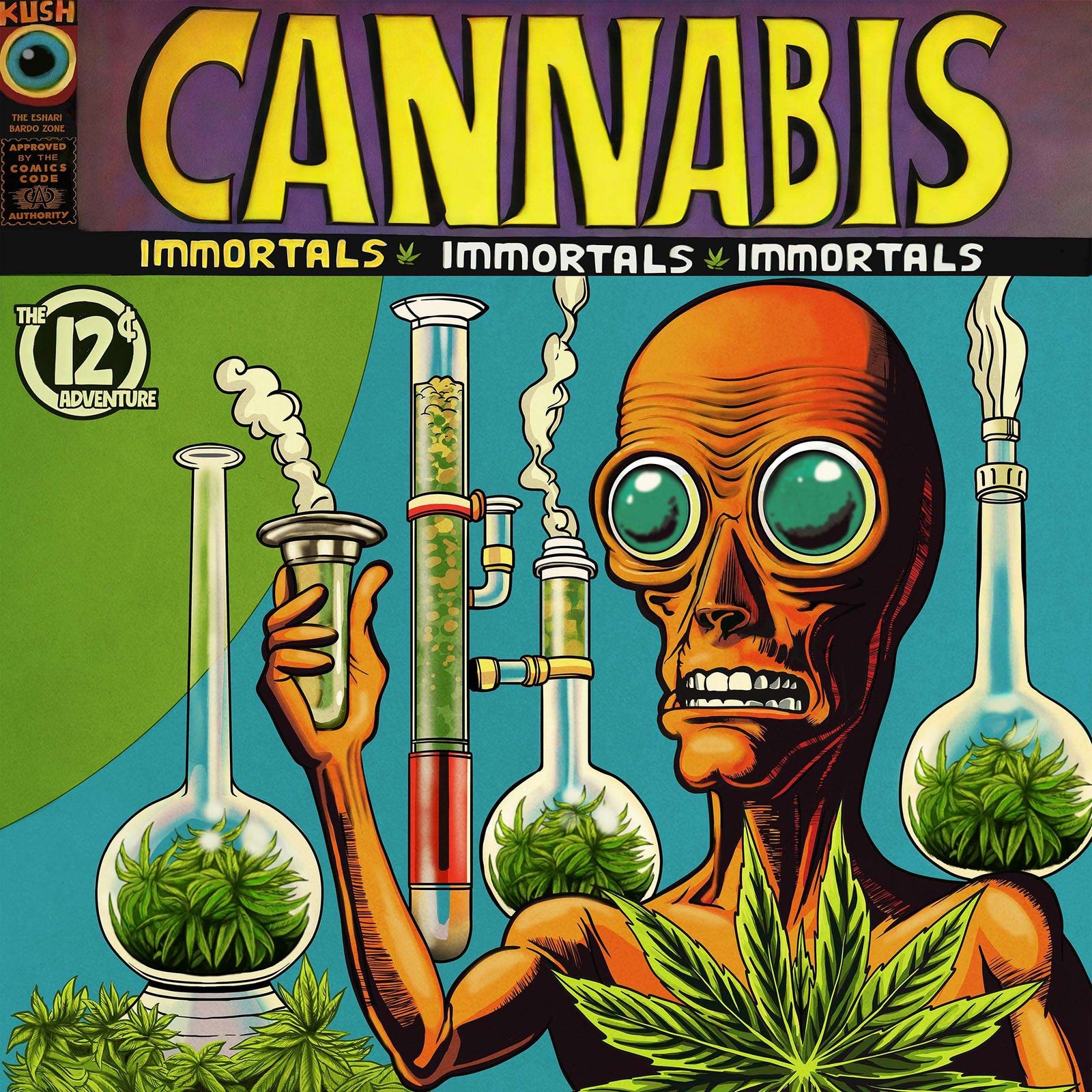Cannabis Immortals | Alien Smoke Dreamers | 420 Weed Bardo Zone | Vintage 1960s Underground Comic Book Fine Art Print