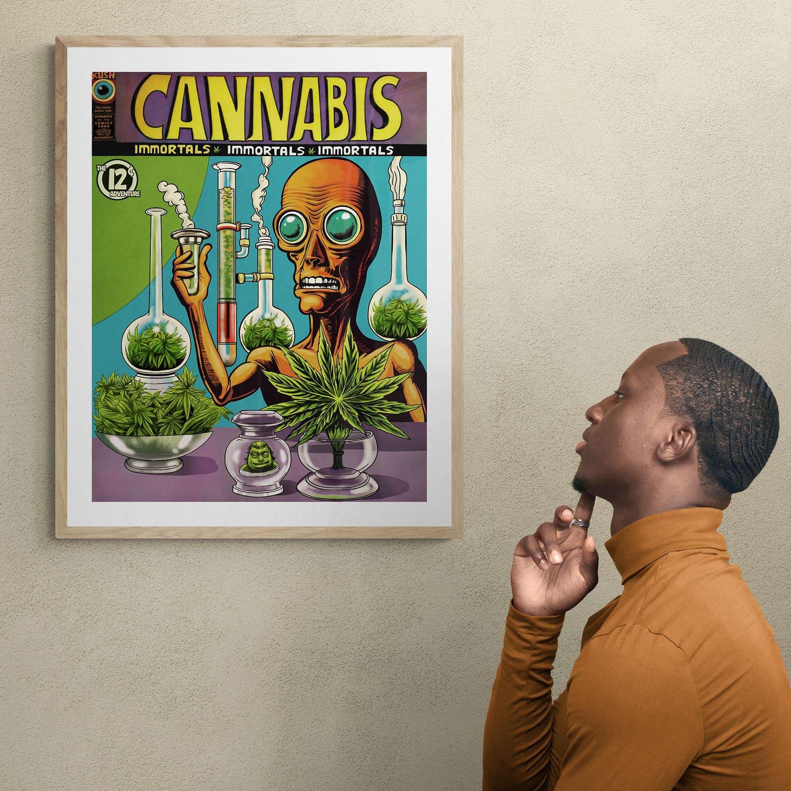 Cannabis Immortals | Alien Smoke Dreamers | 420 Weed Bardo Zone | Vintage 1960s Underground Comic Book Fine Art Print
