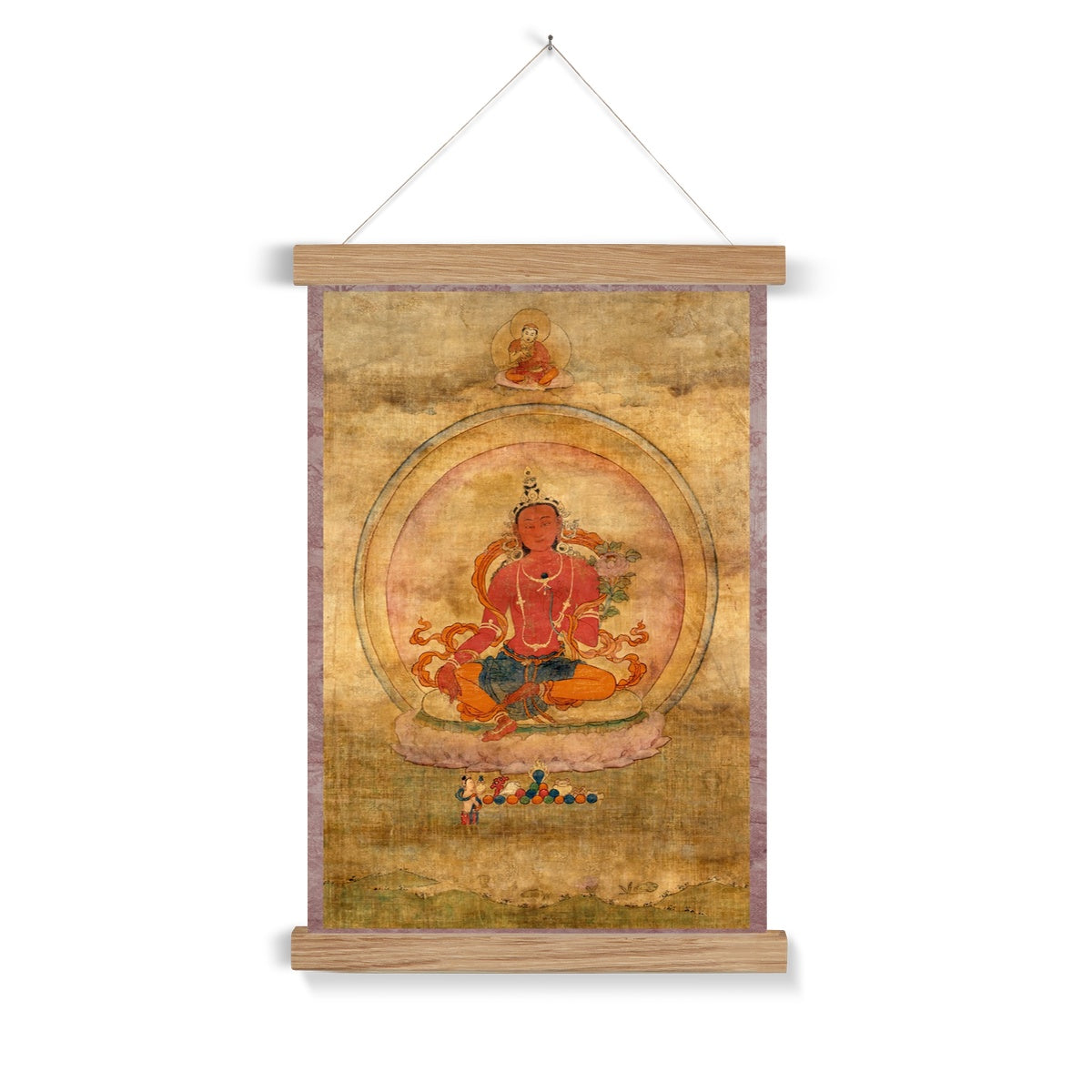 Red Tara Tibetan Buddhist Wall Art | Fierce Yidam Female Deity Thangka | Vintage Kurukulla Mandala Fine Art Print w Hanger