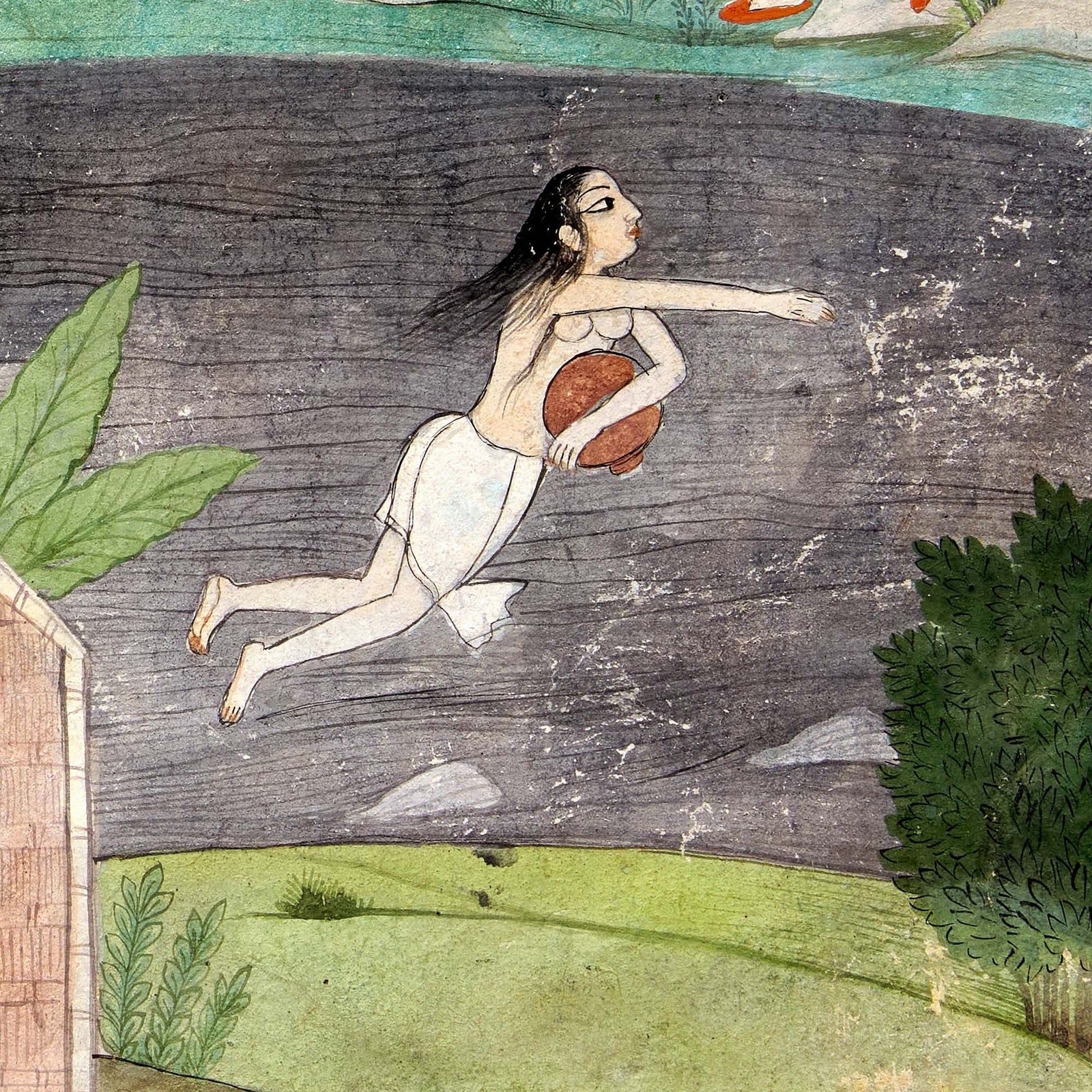 Punjab Folk Painting: Sohni Swimming Across a River | Ancient Indian Love Story | Pastel Watercolor Fine Art Print