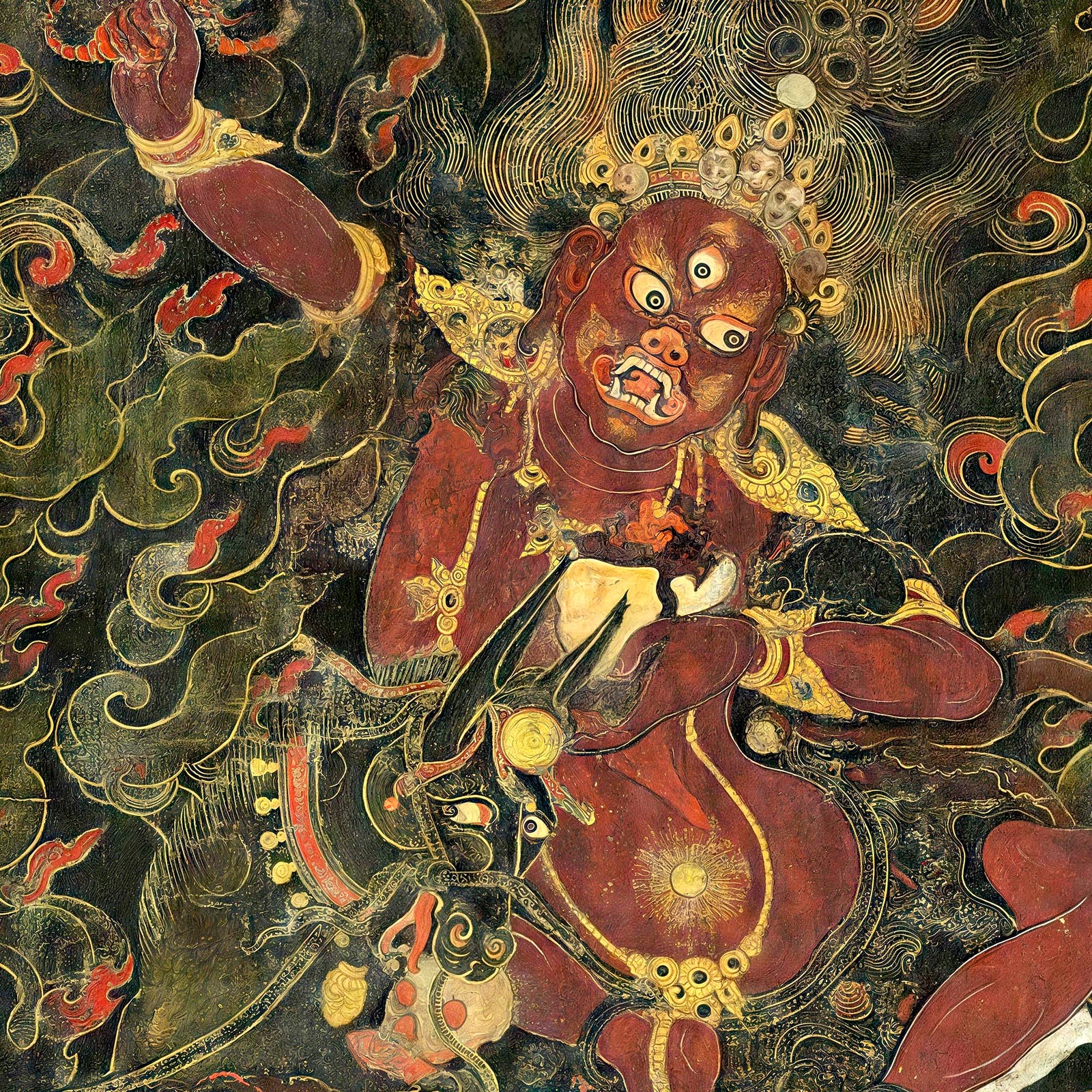 Palden Lhamo, Shri Devi Tibetan Buddhist Wrathful Protector Deity | Antique Thangka All-Over-Print T-Shirt