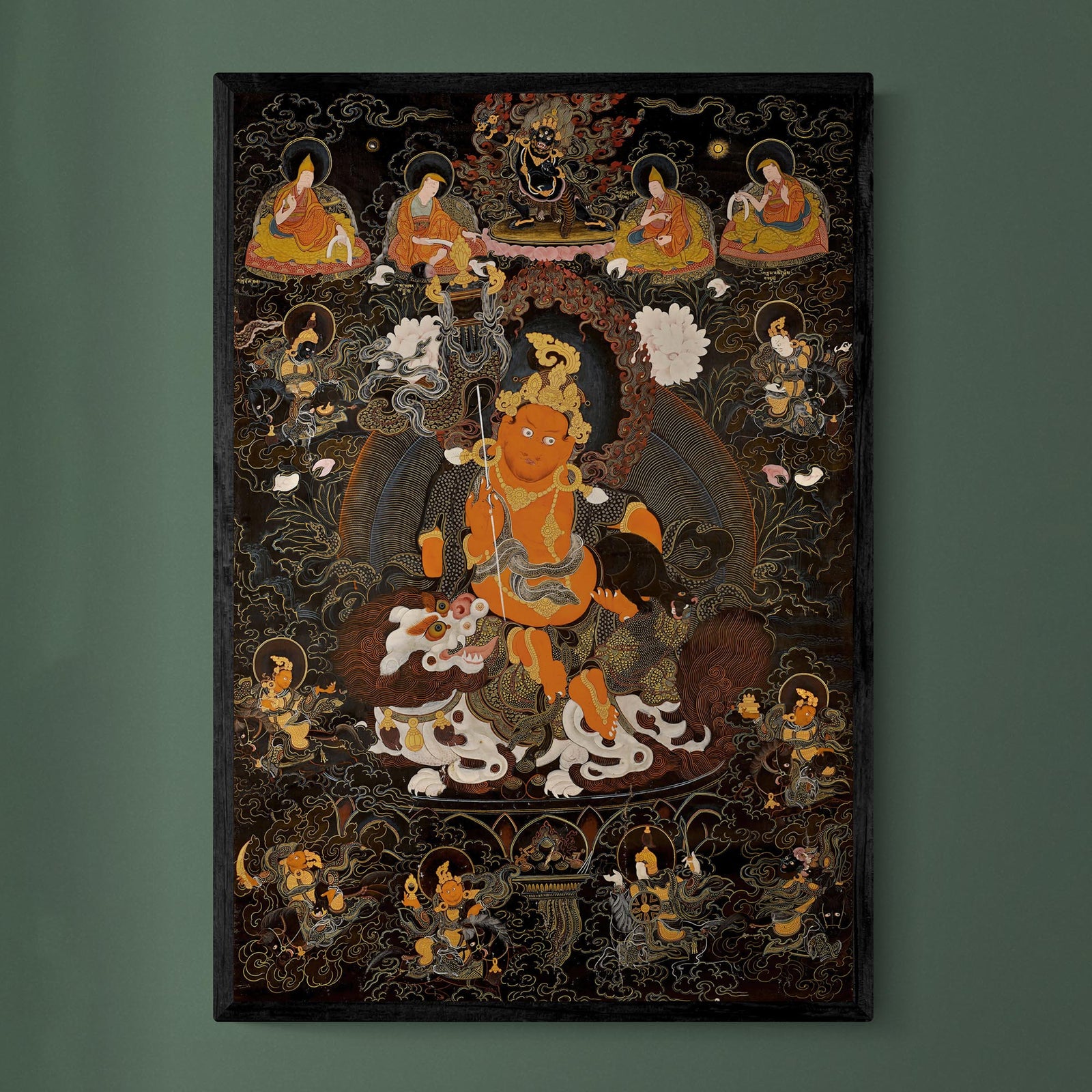 Wealth, Abundance Deity: Vaishravana Tibetan Buddhist Ancient Thangka | Spiritual Altar Fine Art Print
