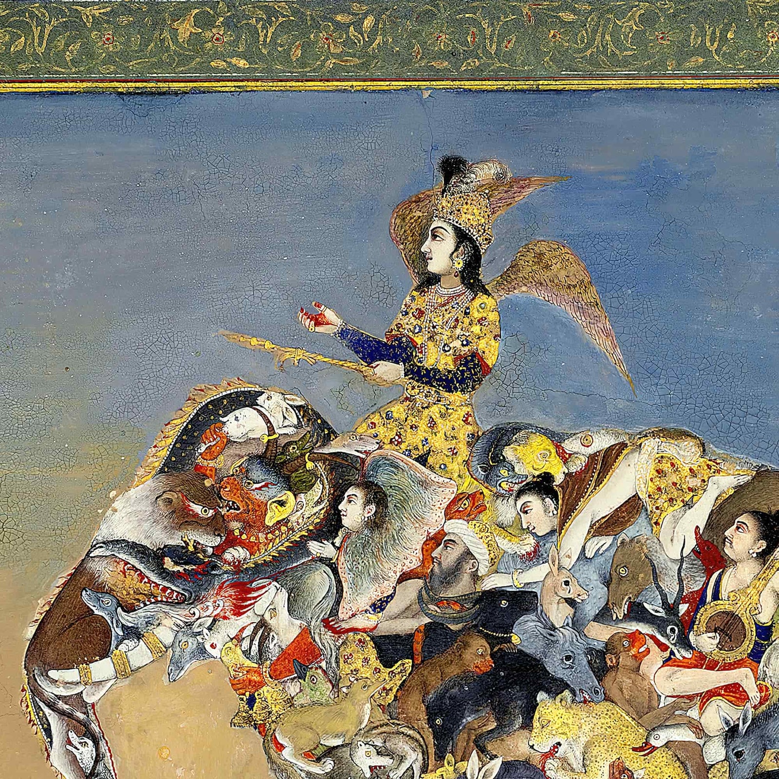 Composite Indian Elephant: 19th Century | Gold Buddhist Asian Persian Mughal Style Framed Art Print