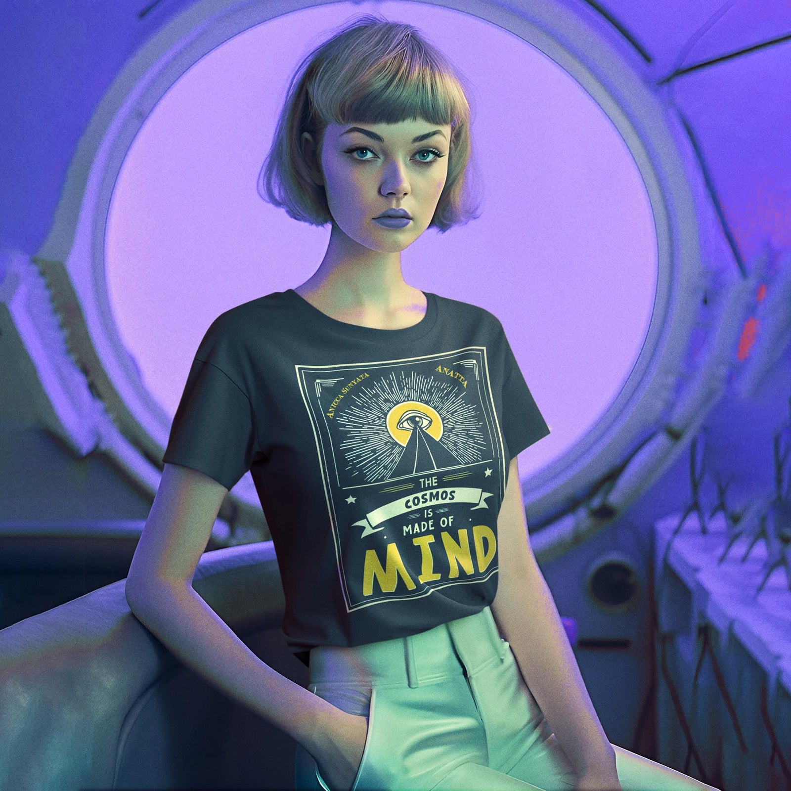 Cosmos Is Made of Mind | Zen Ch'an Buddhist Emptiness Impermanence Dharma | Eye of Provenance Mystical Pyramid Graphic Art T-Shirt