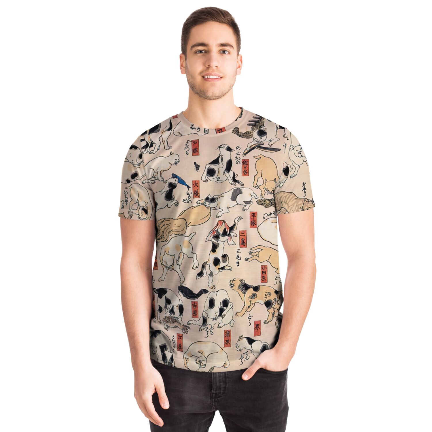 Cute Kawai Cat Shirt | Cats as the Fifty-Three Stations of the Tokaido | Vintage Kuniyoshi Japanese Graphic Art T-Shirt