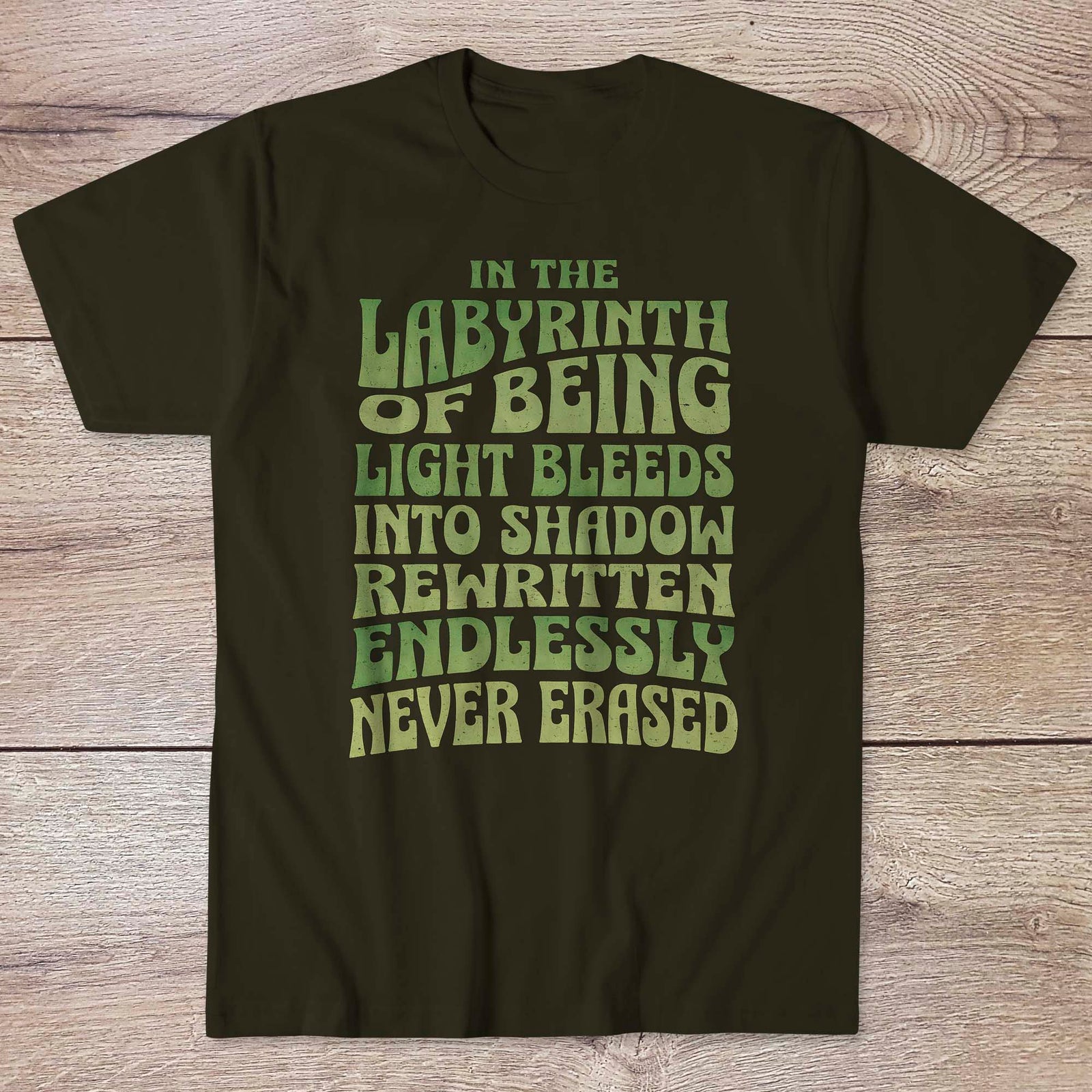 Labyrinth of Being Carl Jung Word Art Quote | 60s Style Trippy Psychedelic Typography Calligraphy T-Shirt