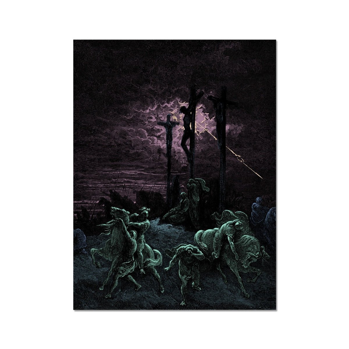 Darkness at the Crucifixion | Gustave Dore Paradise Lost, Dante | Surreal Full Color Eerie Christ Fine Art Print