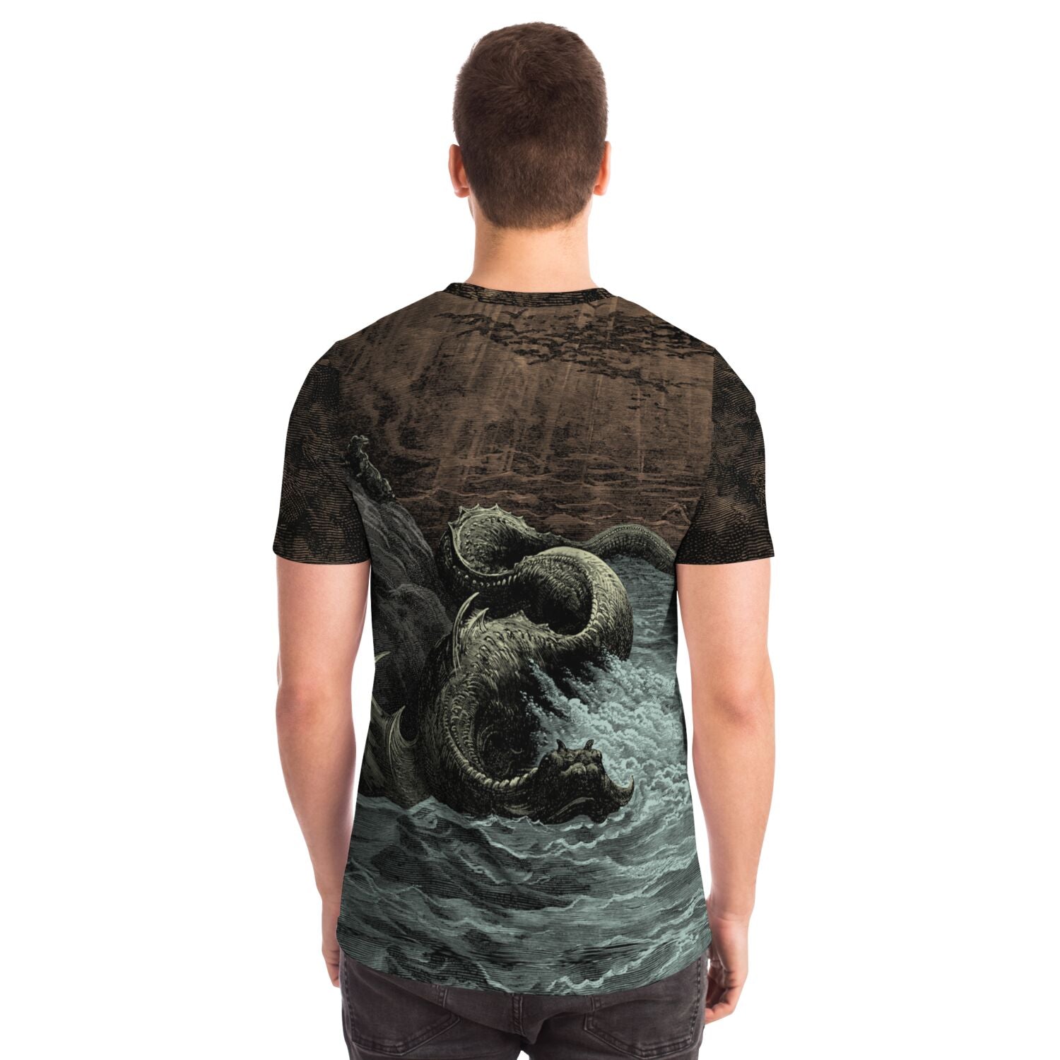 Destruction of Leviathan | Sea Monster, Dragon, Sea Serpent, Gustave Dore Demonic Vintage Graphic Art T-Shirt