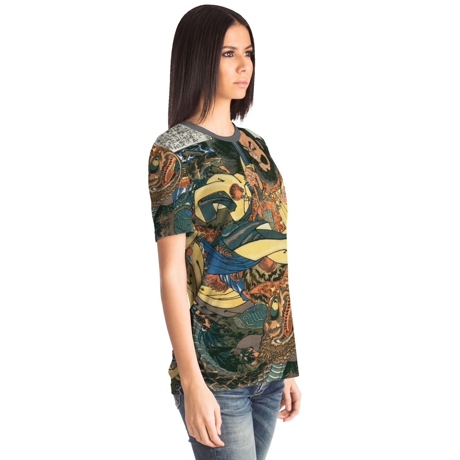 Ding Desun Battles A Serpent Snake | Kuniyoshi's Heroes of the Suikoden, Japanese Samurai Warrior Vintage Graphic Art T-Shirt