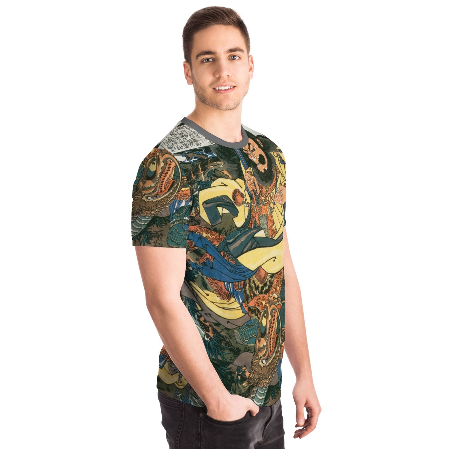 Ding Desun Battles A Serpent Snake | Kuniyoshi's Heroes of the Suikoden, Japanese Samurai Warrior Vintage Graphic Art T-Shirt