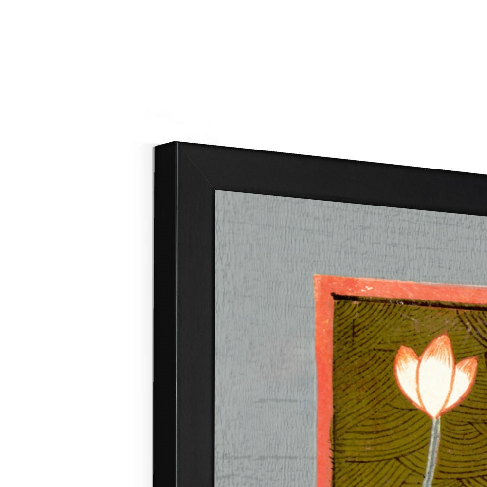 Framed Cosmic Universe Creation Mythology | Hindu Yoga Cosmology | Lotus Serpent | Vishnu on Ananta Framed Art Print