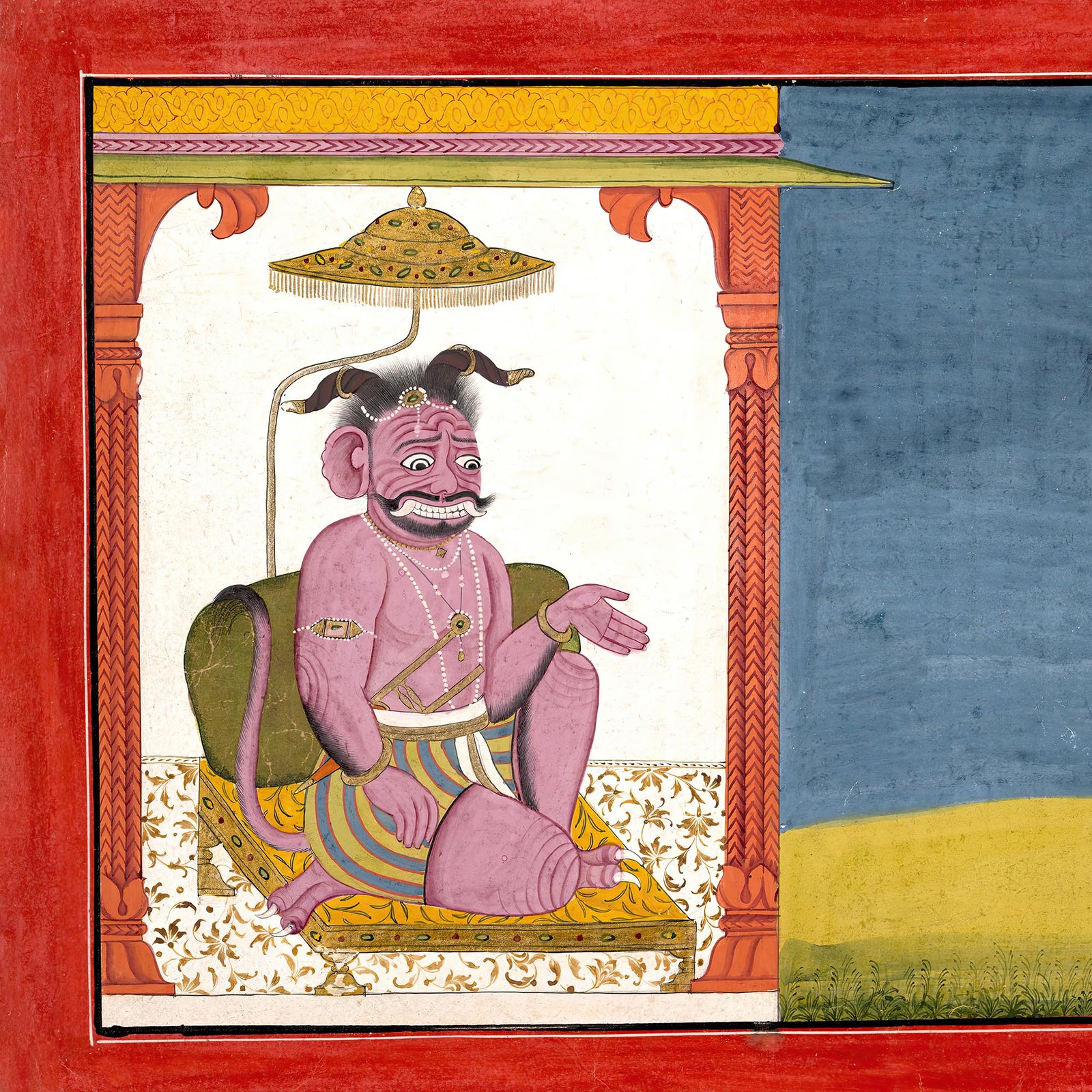 Framed Demon Hiranyaksha Departs the Demon Palace | Krishna Vishnu Indian Hindu Mythology Legend Framed Art Print