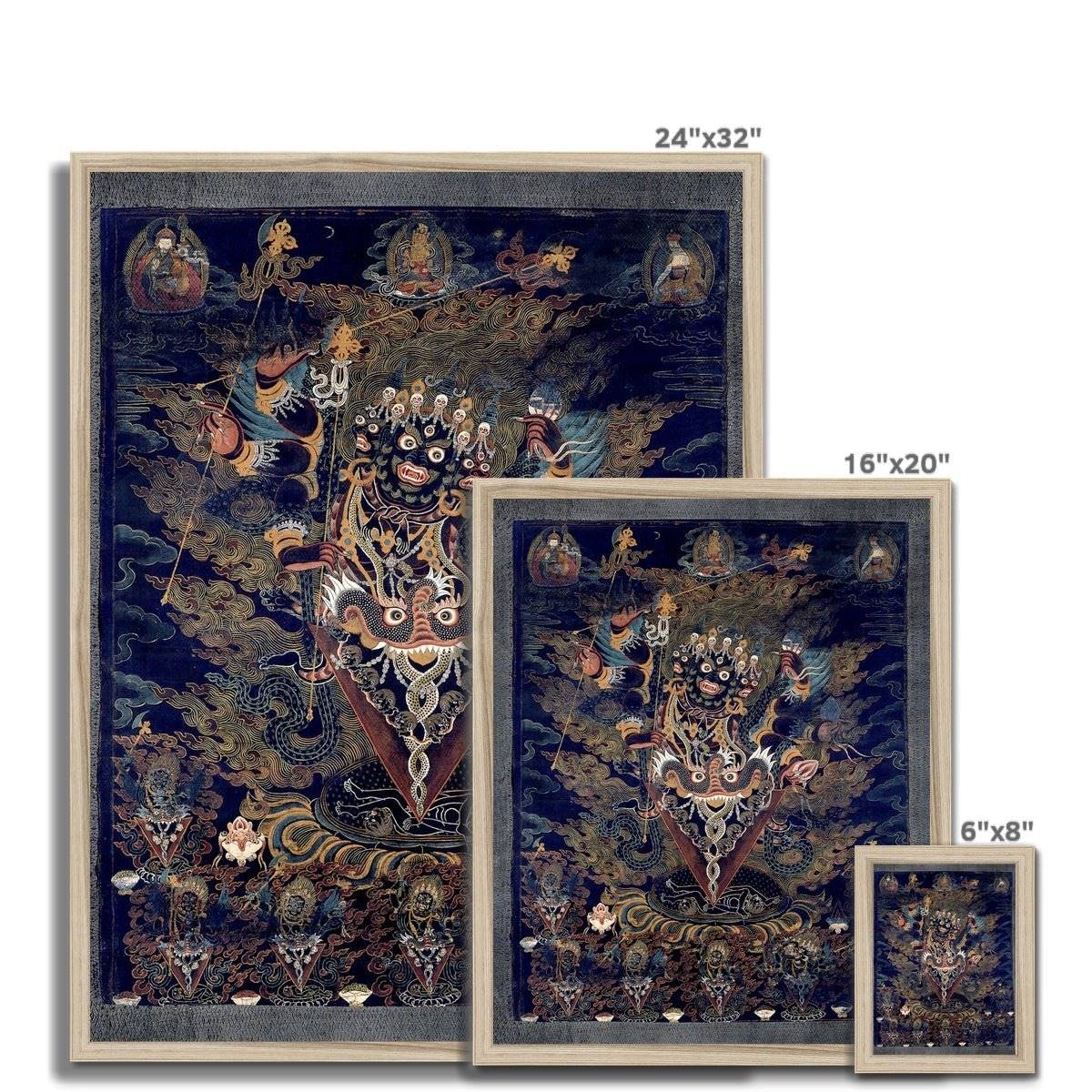 Framed Guru Dragpur or Vajrakila Wrathful Padmasambhava, Yantra Mandala, Tibetan Thangka Dharma Protector Vintage Buddhist Framed Art Print