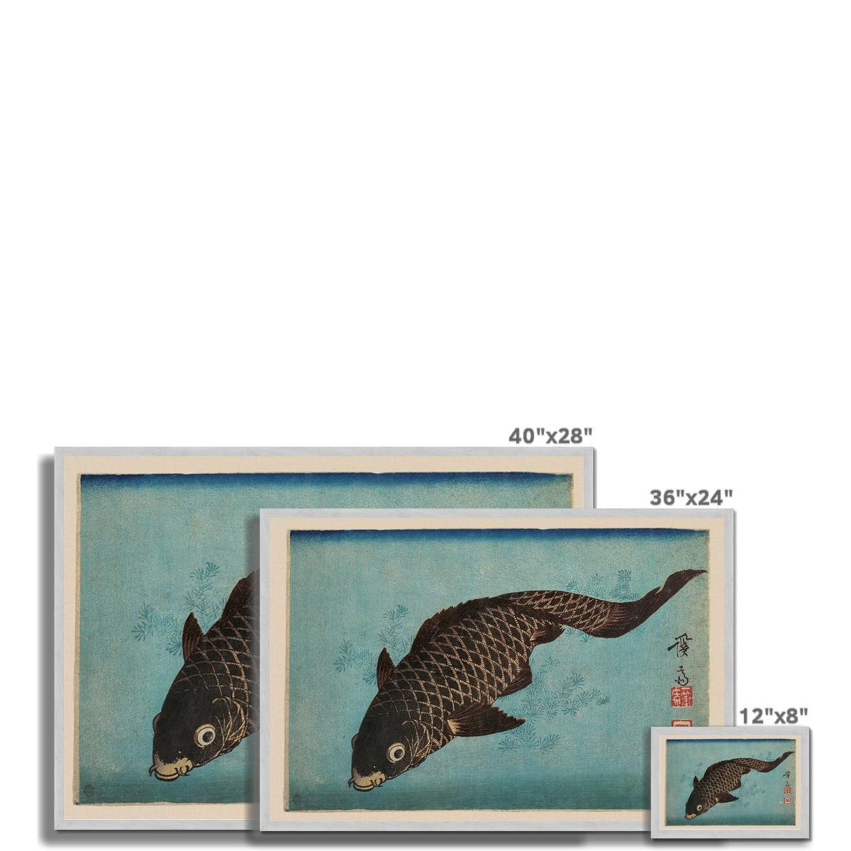 Framed Koi Carp, Keisai Eisen, Zen Traditional 19th-Century Japanese Edo Period Woodblock Antique Framed Art Print