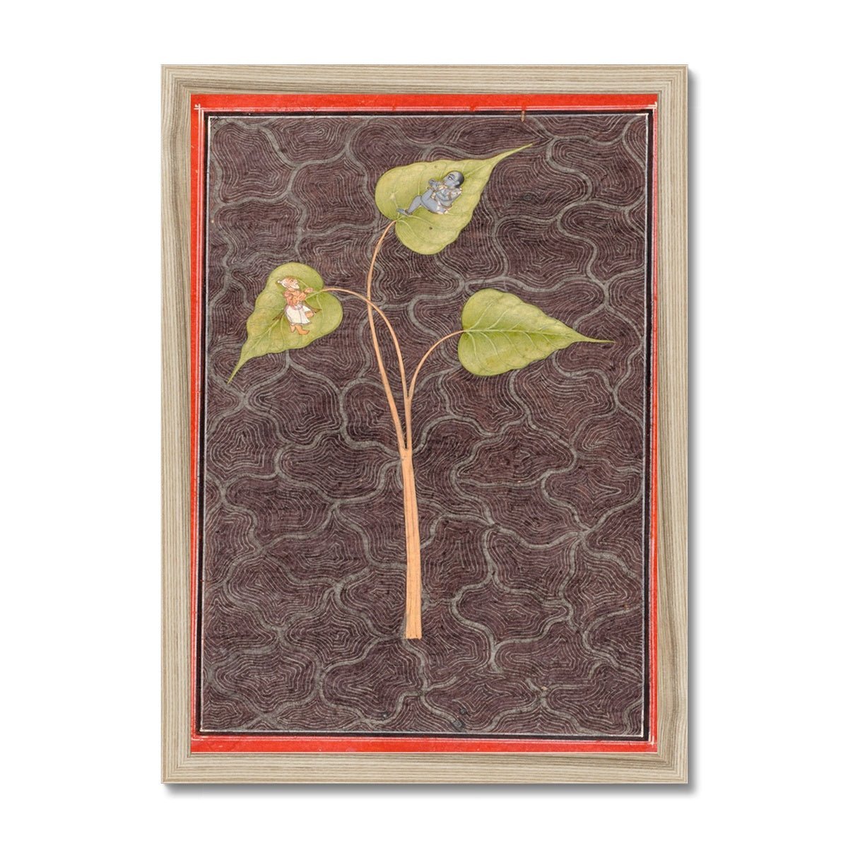 Framed Krishna and Markandeya in the Cosmic Ocean | Vishnu Divine Devotional Indian Hindu Framed Art Print