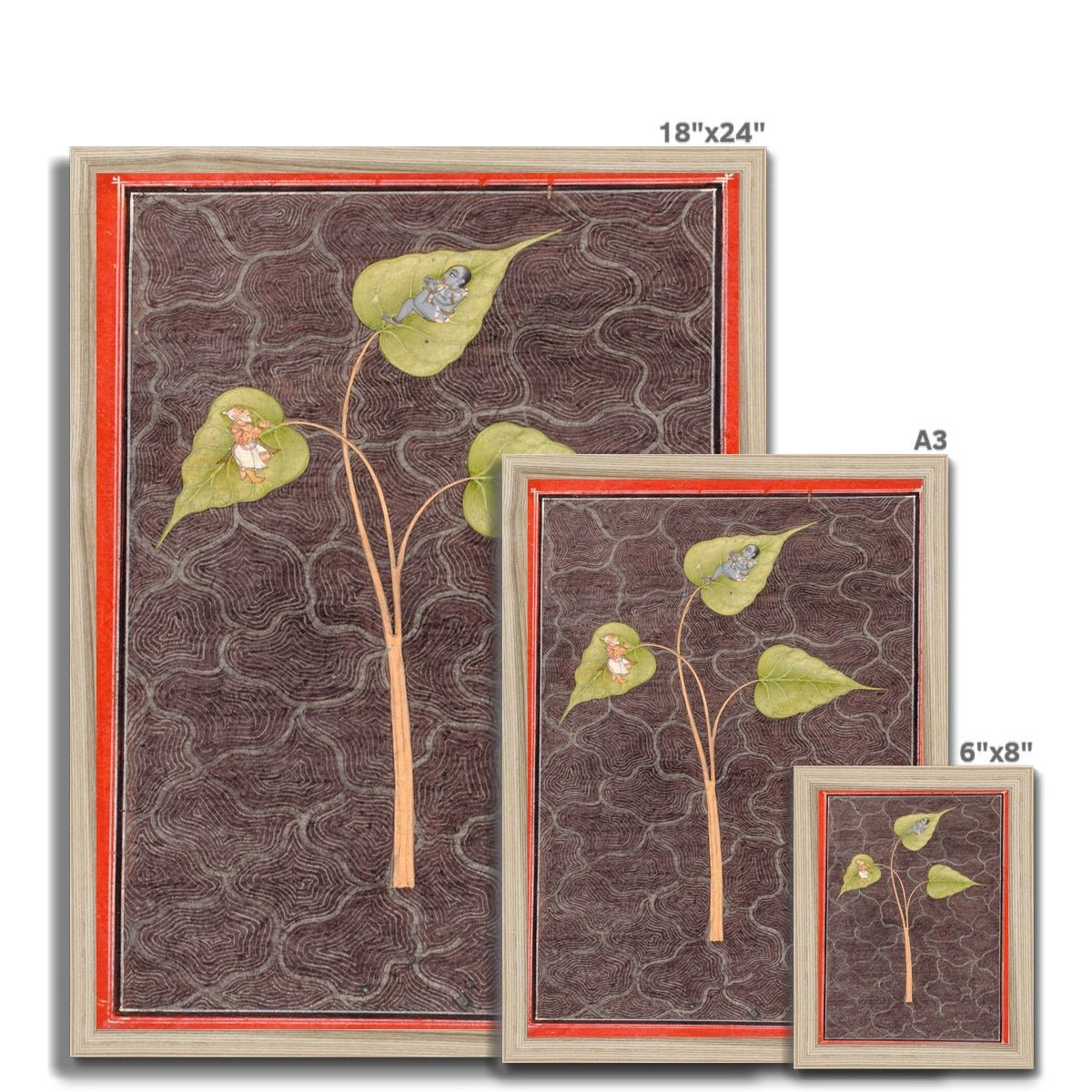 Framed Krishna and Markandeya in the Cosmic Ocean | Vishnu Divine Devotional Indian Hindu Framed Art Print