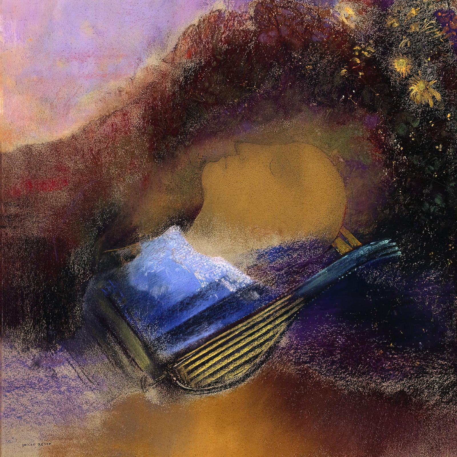 Framed Purple Orpheus | Greek Mythology Literary Tragedy | Odilon Redon Symbolist Surrealist Power of Music Framed Art Print