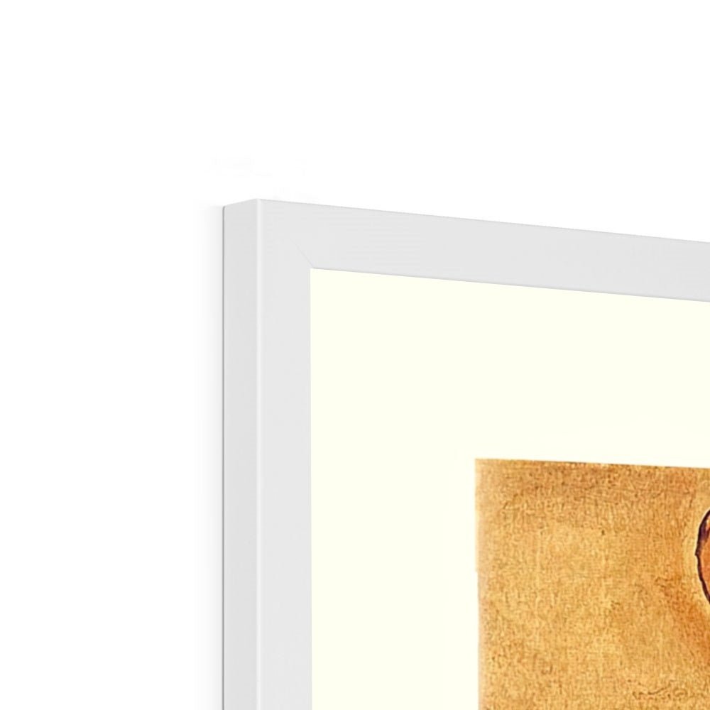 Framed Tiger Smoking a Pipe, with Magpies | Korean Minhwa Folk Art Mythology | 420, Cannabis, Hashish | Kawaii Cute Framed Print