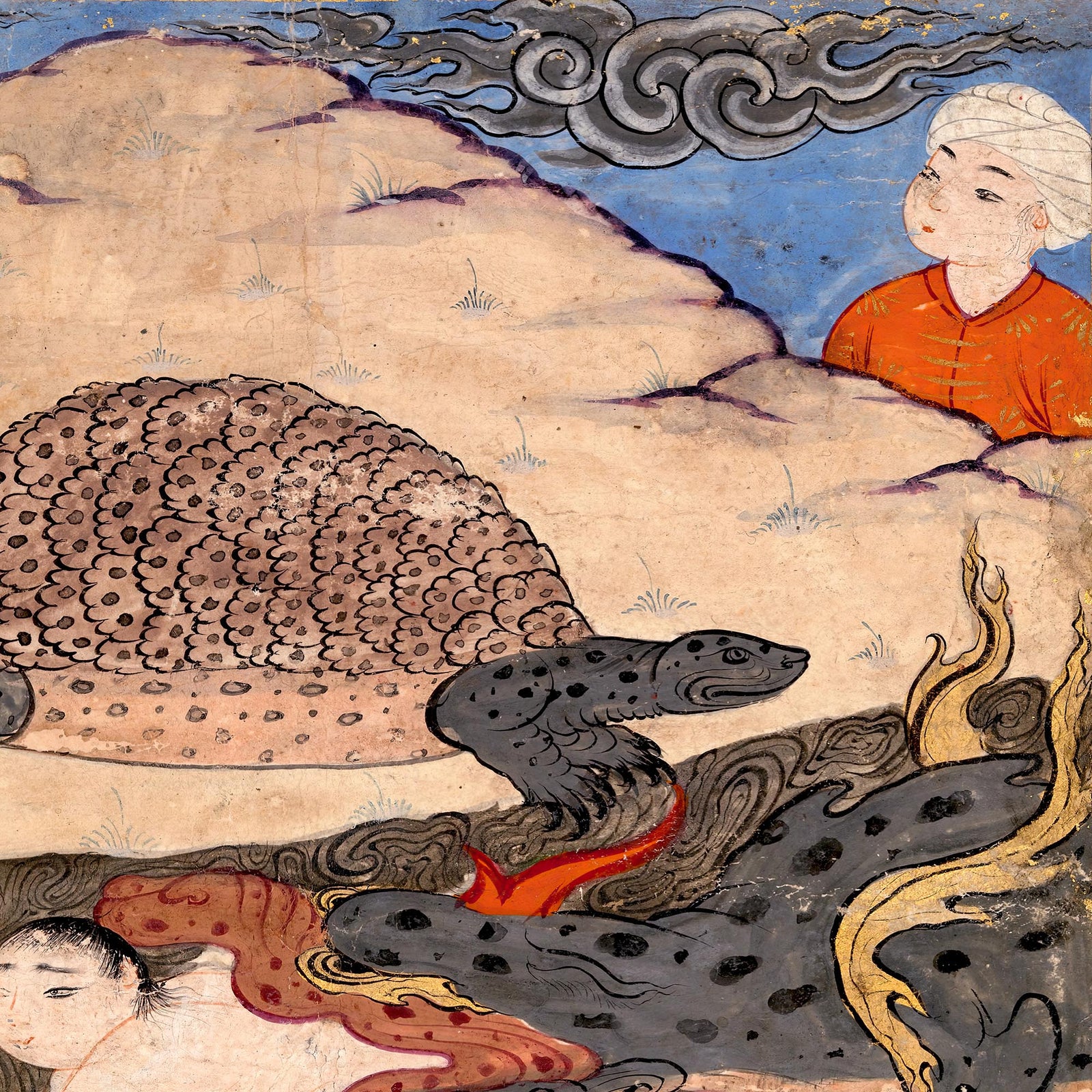 Framed Tortoise, Dragon, and Snake | Wonders of Creation Medieval Islamic Persian Mythology Vintage Framed Art Print