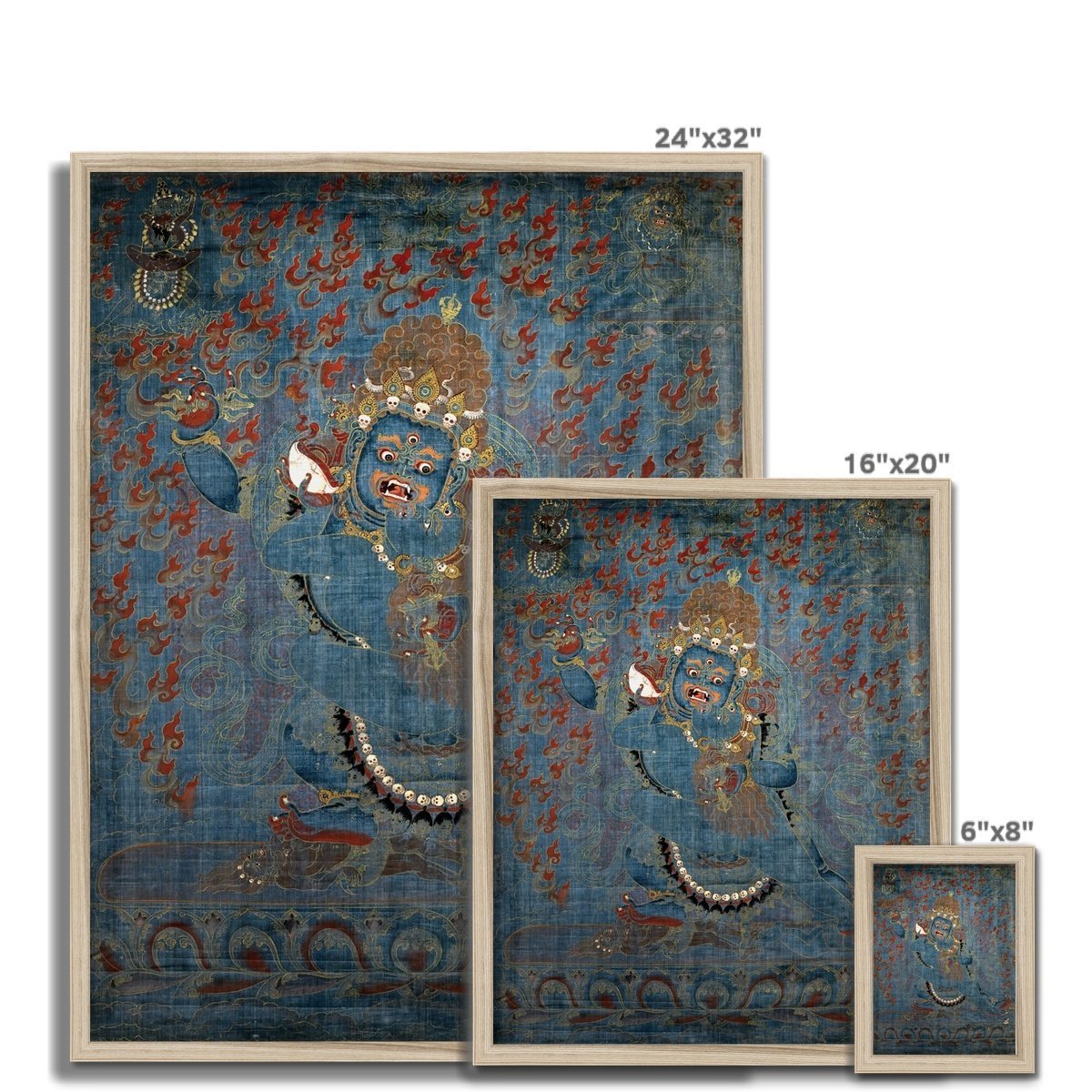 Framed Vajrapani and Consort, Tibetan, 15th-16th Century Antique Vintage Gift | Buddhist Protector Deity Thangka Boho Decor Framed Art Print