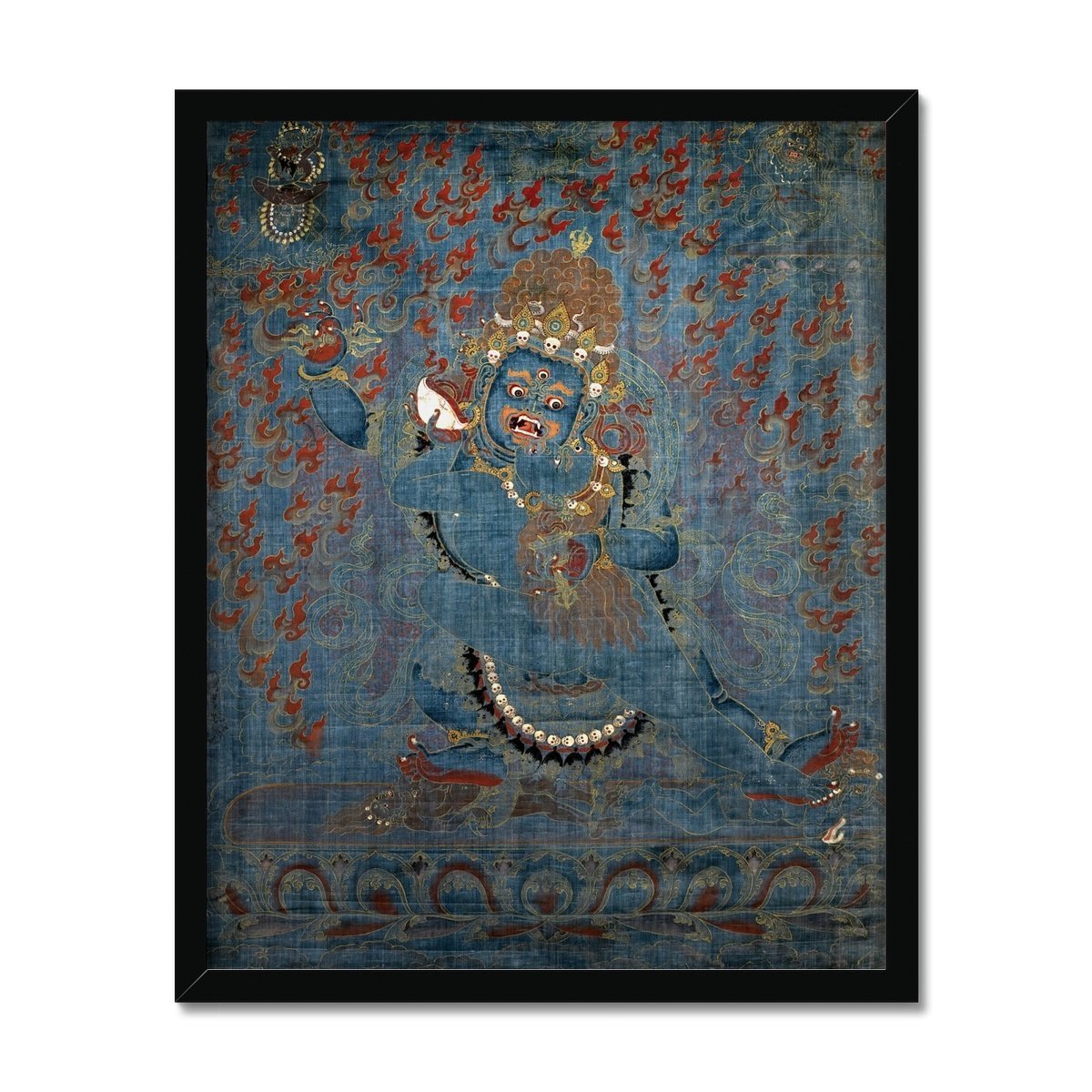 Framed Vajrapani and Consort, Tibetan, 15th-16th Century Antique Vintage Gift | Buddhist Protector Deity Thangka Boho Decor Framed Art Print