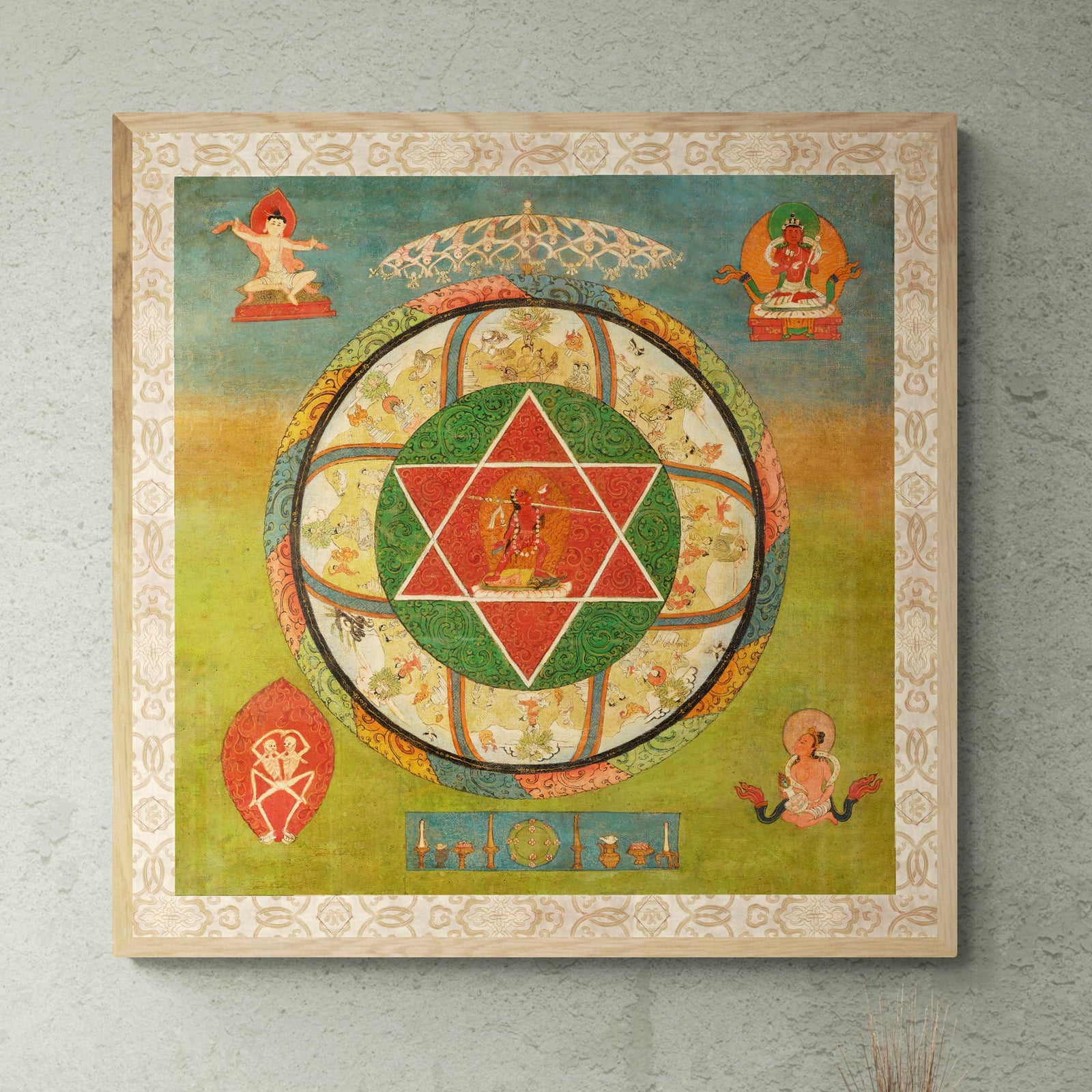 Framed Vajroayogni Shakti | Yantra of Desire Buddhist Sacred Sexuality Goddess | Hindu Yoga Vedic Indian Mythology Framed Art Print